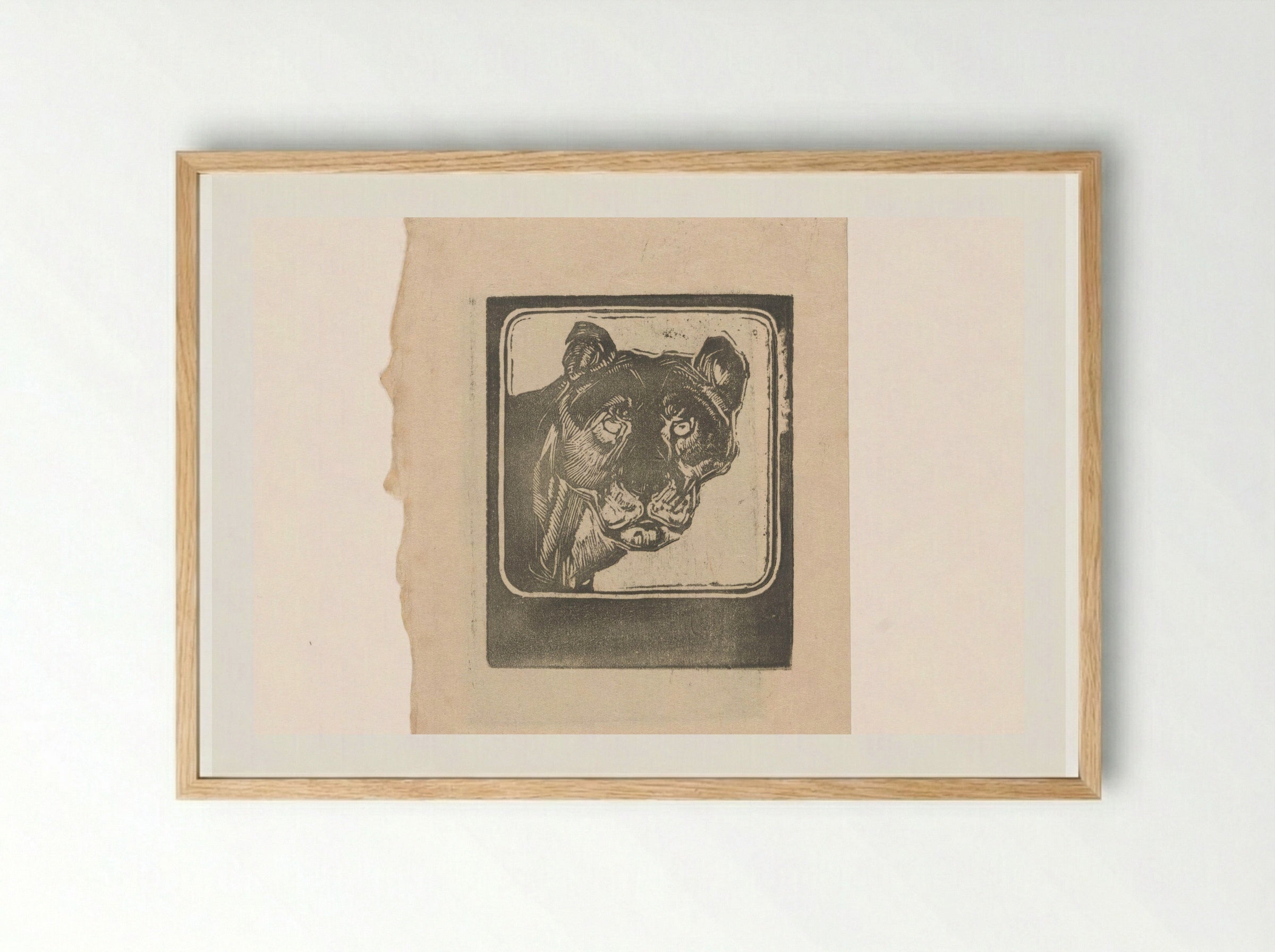 Kop van een leeuwin (Head of a Lioness) - Bernard Willem Wierink - Framed Print Wood
