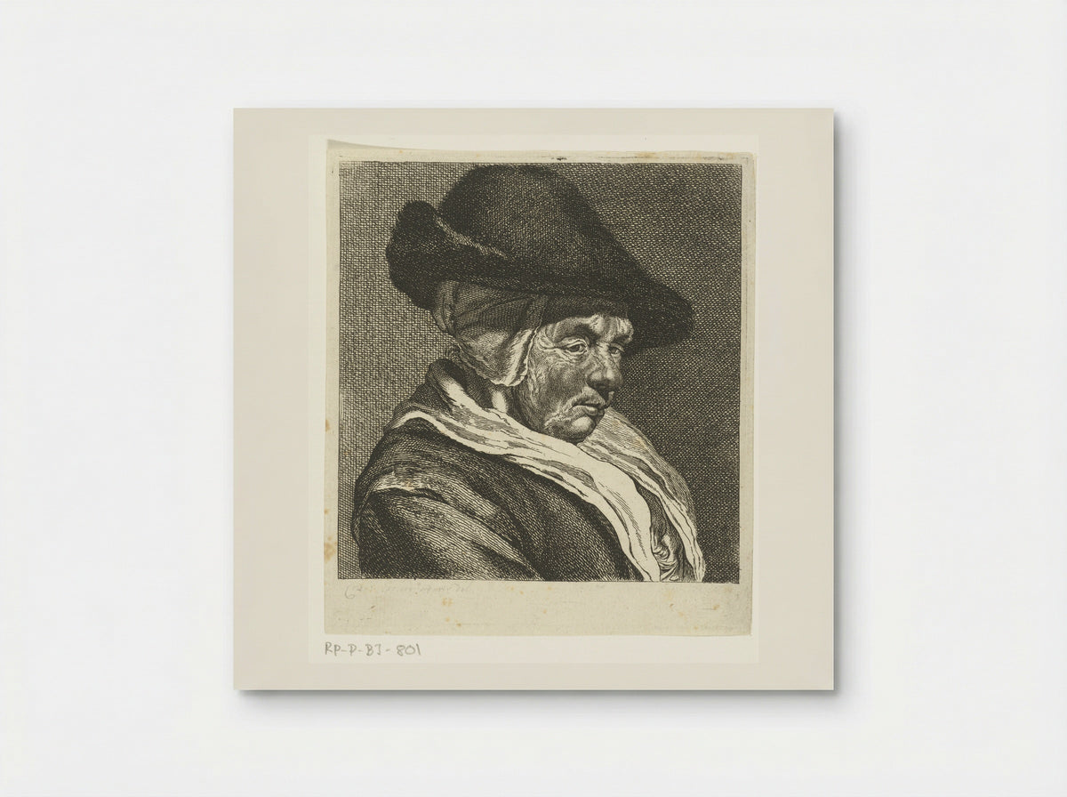 Kop van een oude vrouw met pet - Joannes Bemme - Poster