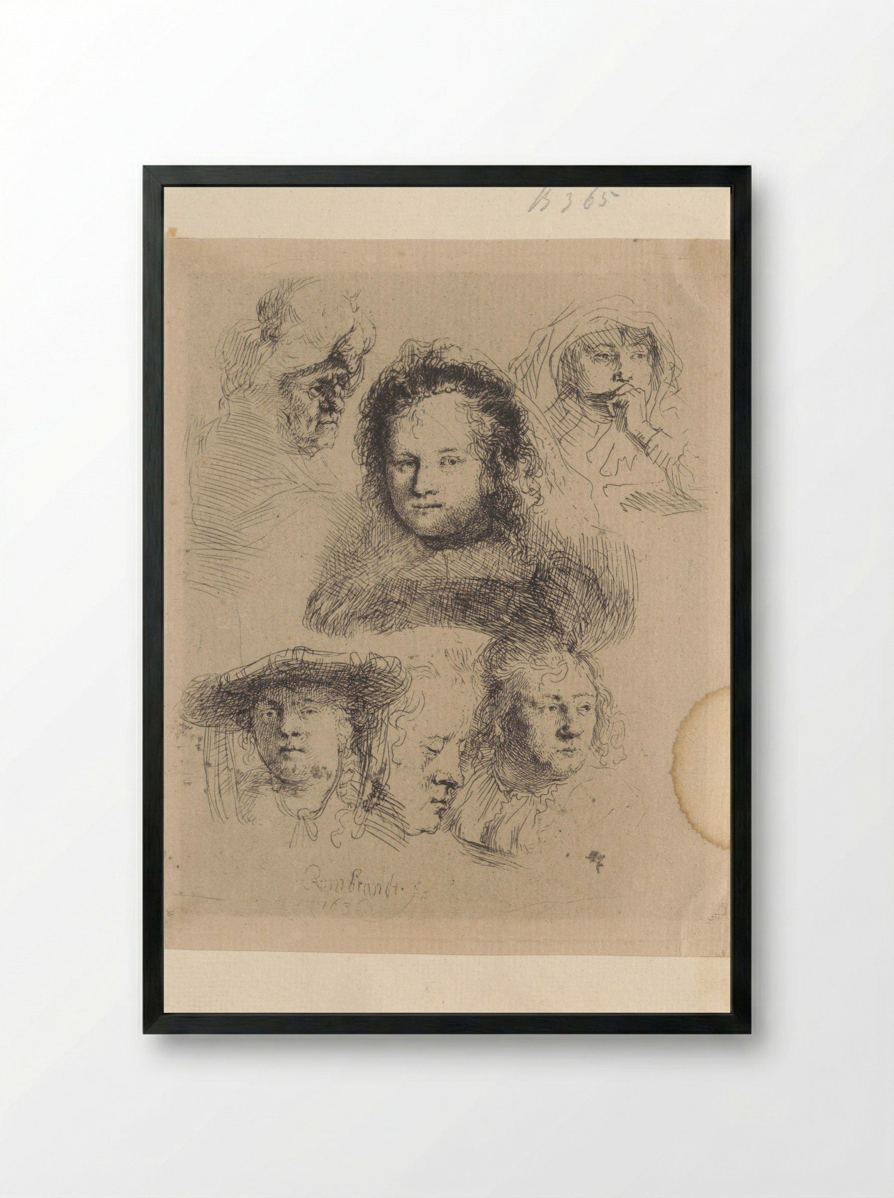 Kopstudies van Saskia en anderen - Henry Louis Basan - Framed Print Black