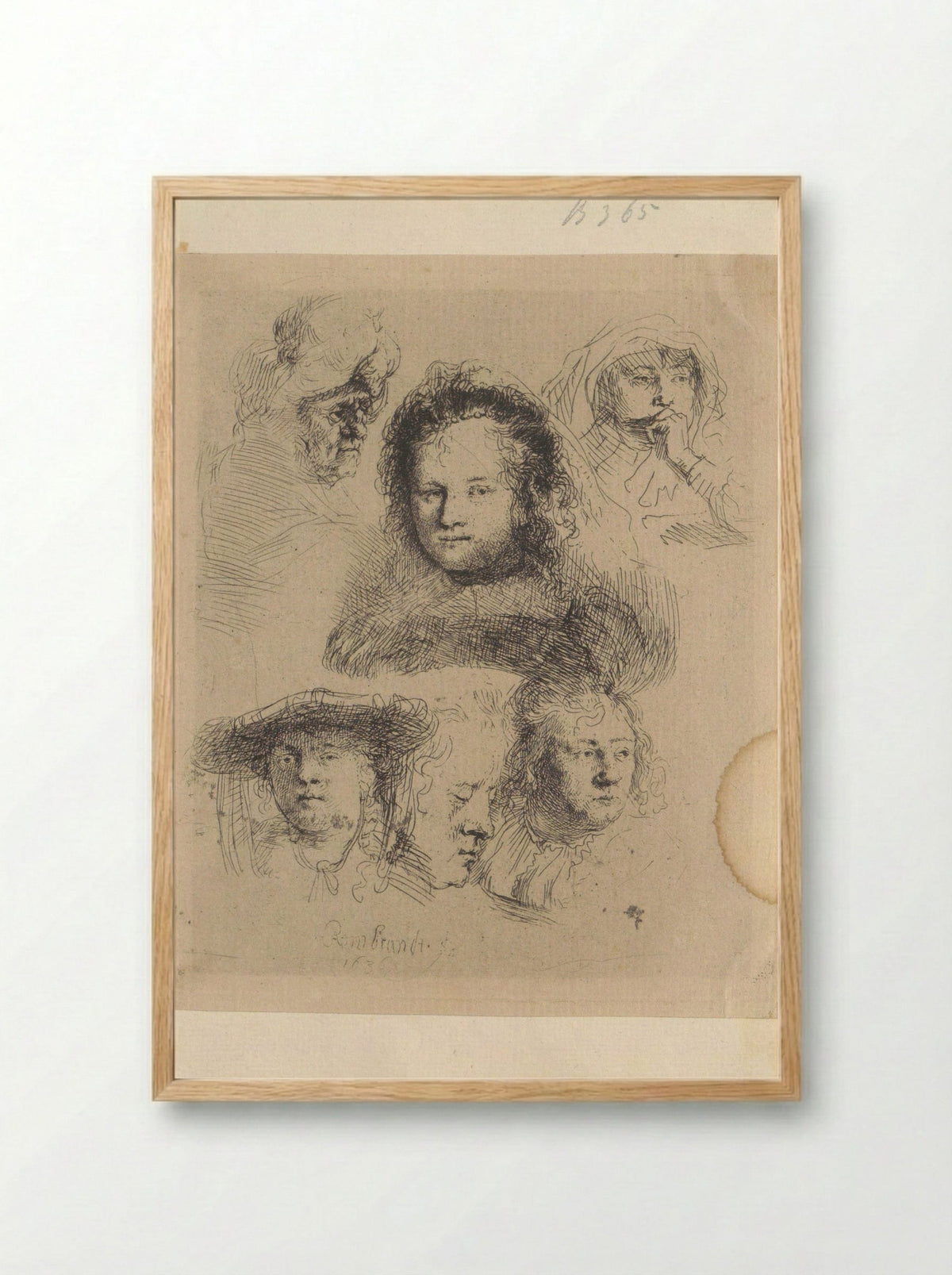 Kopstudies van Saskia en anderen - Henry Louis Basan - Framed Print Wood