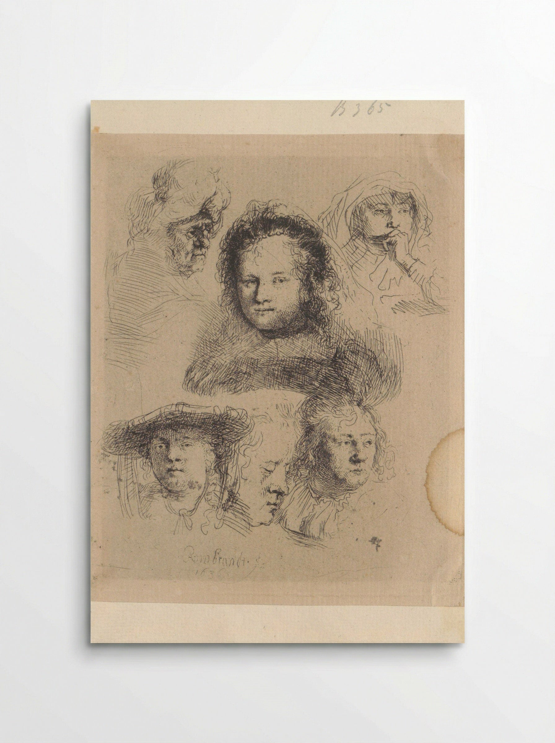 Kopstudies van Saskia en anderen - Henry Louis Basan - Poster