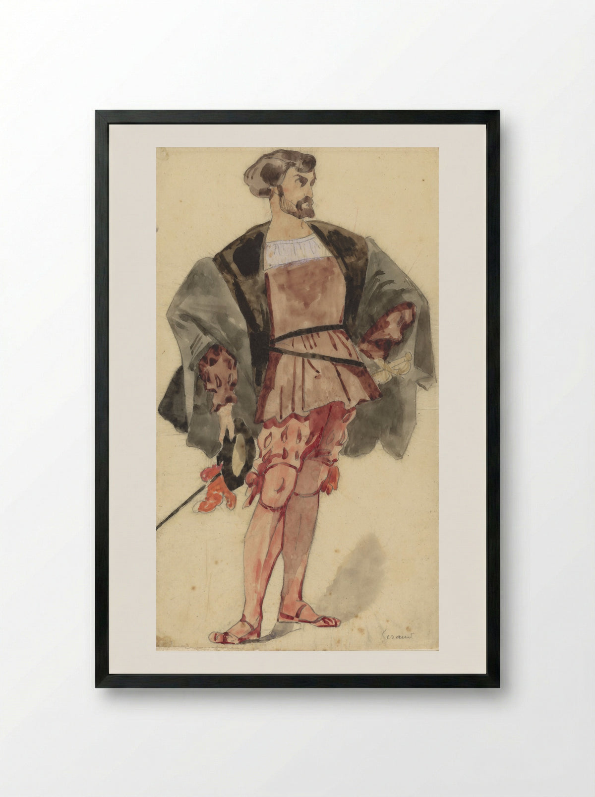Kostuumstudie van een edelman uit de tijd van François I - Pierre François Eugène Giraud - Framed Print Black