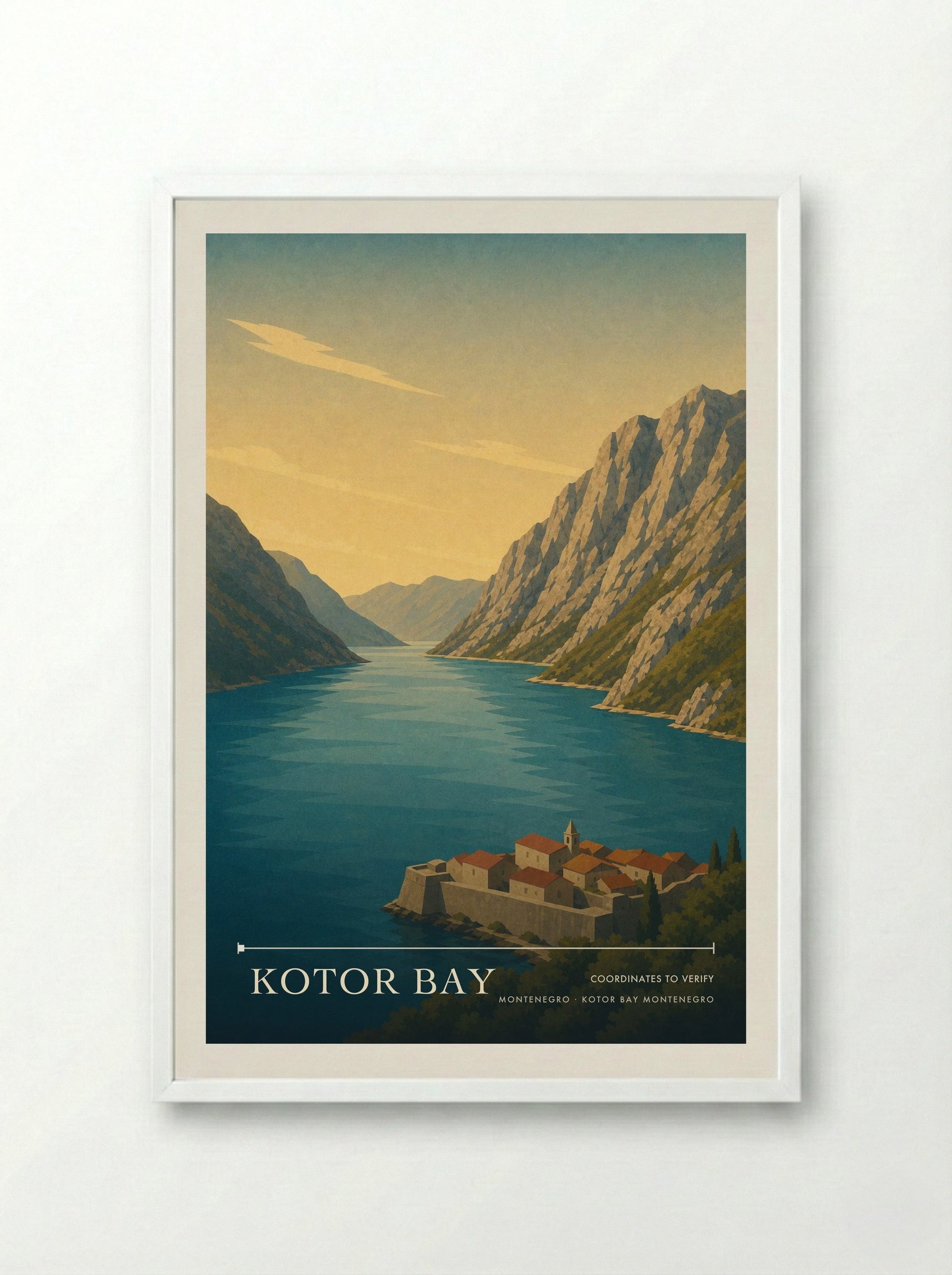 Kotor Bay Montenegro Kotor Bay Montenegro Travel Poster - Framed Print White