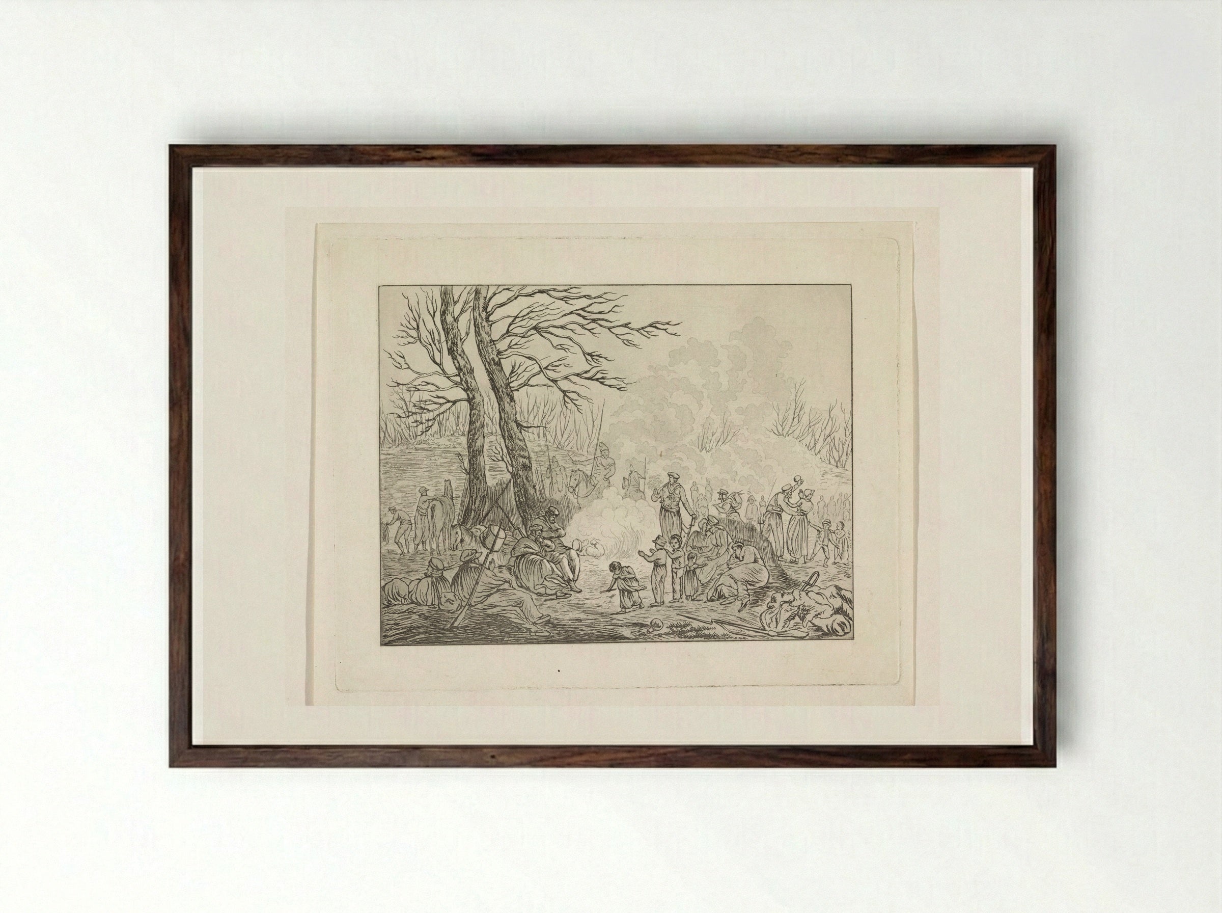 Kozakken bivak - Pieter Bartholomeusz. Barbiers - Framed Print Dark Wood