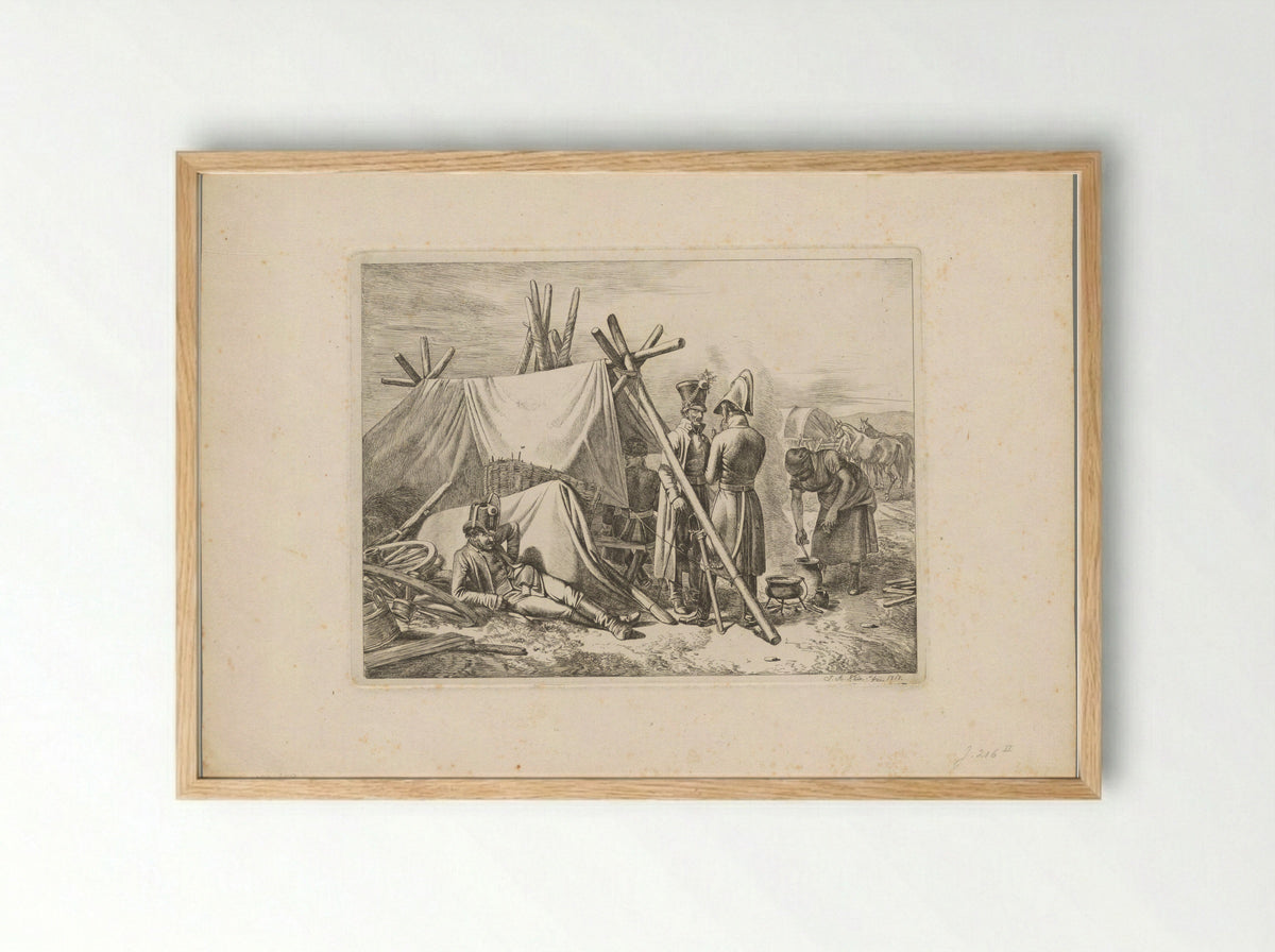 Kozakken koken bij hun kamp - Johann Adam Klein - Framed Print Wood