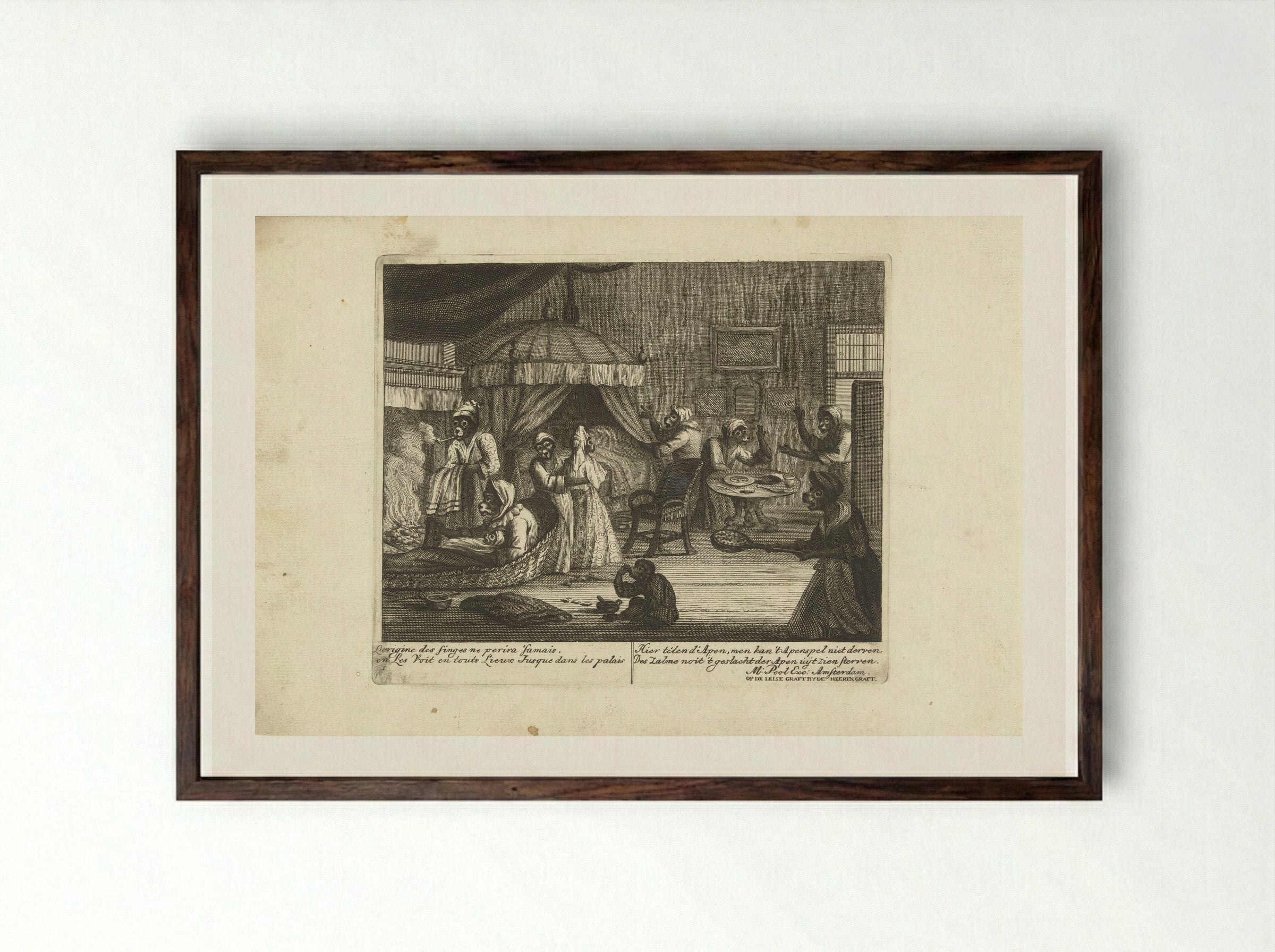 Kraamkamer van de apen - Matthijs Pool - Framed Print Dark Wood
