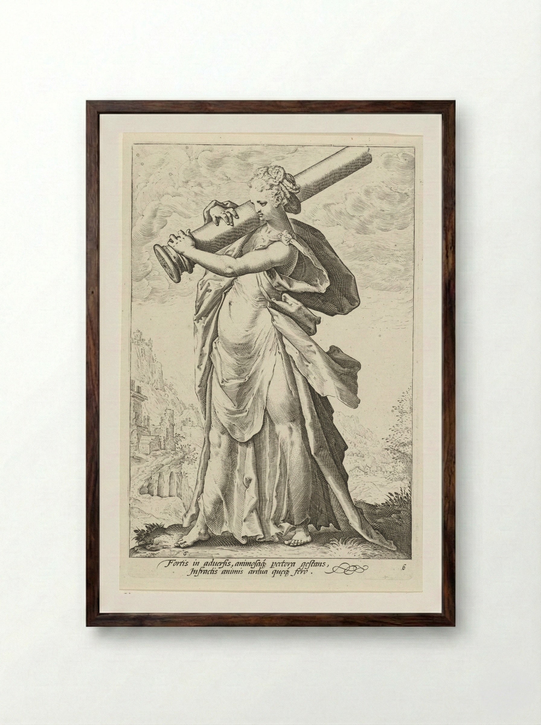 Kracht (Fortitudo) - Claes Jansz. Visscher (II) - Framed Print Dark Wood