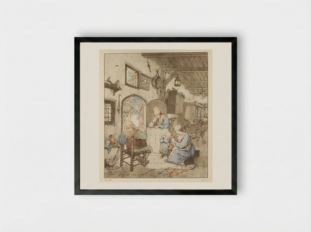 Krantlezer in interieur - Cornelis Ploos van Amstel - Framed Print Black