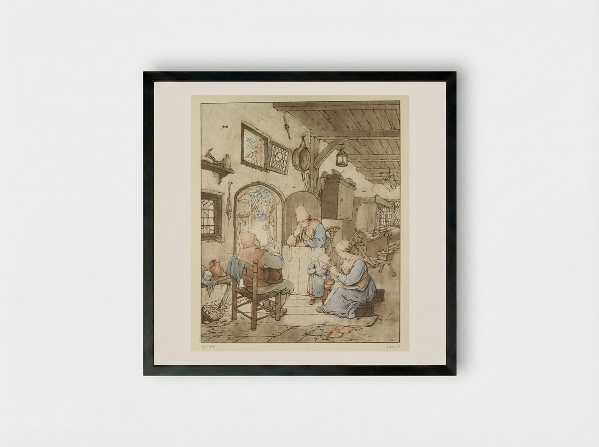Krantlezer in interieur - Cornelis Ploos van Amstel - Framed Print Black