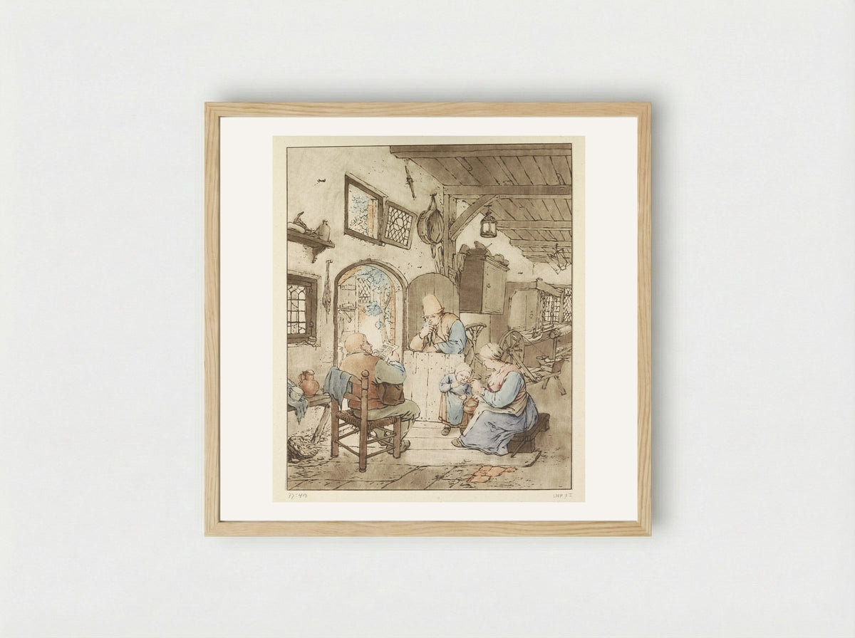 Krantlezer in interieur - Cornelis Ploos van Amstel - Framed Print Wood