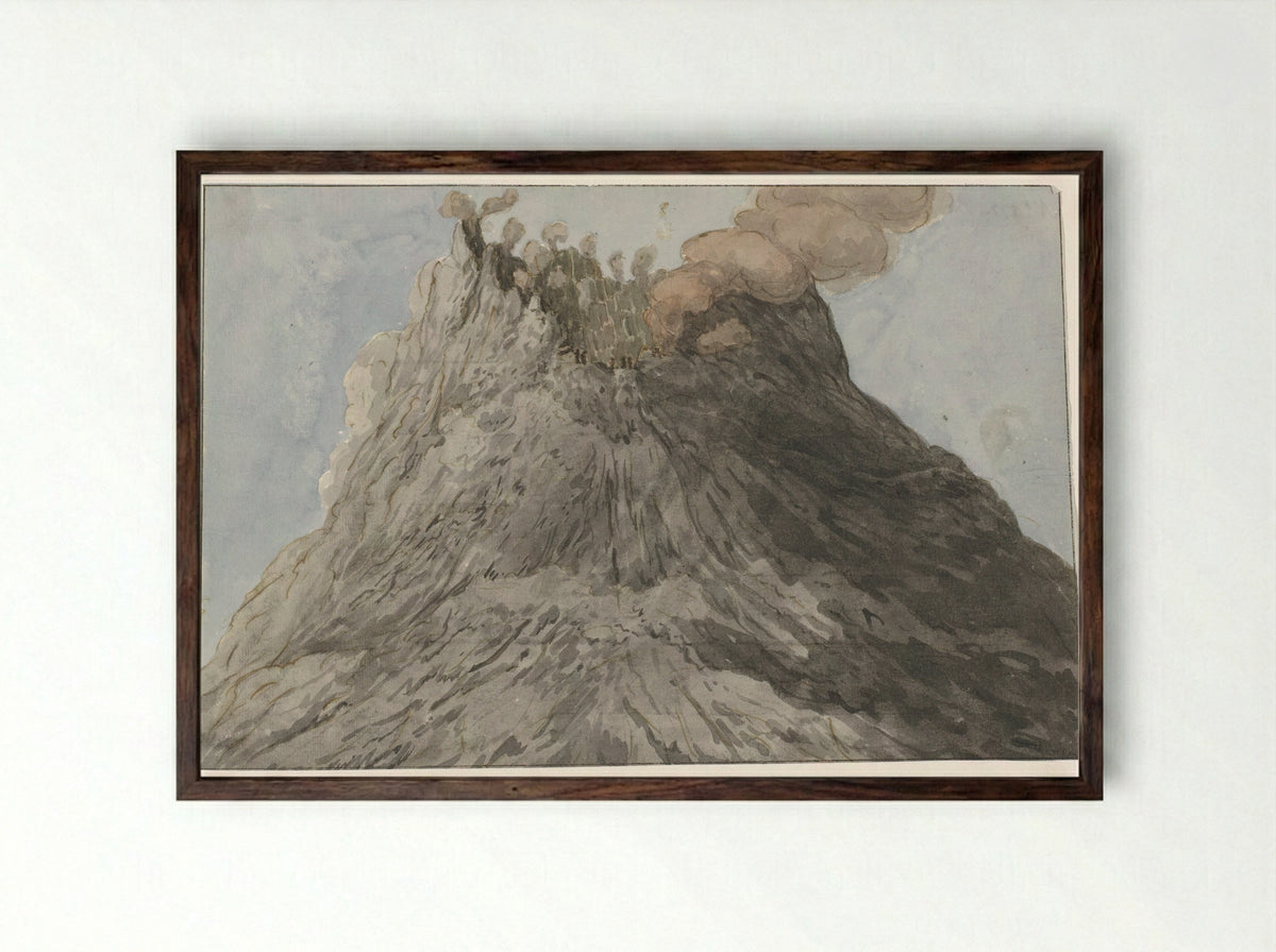 Krater van de Etna - Willem Carel Dierkens - Framed Print Dark Wood