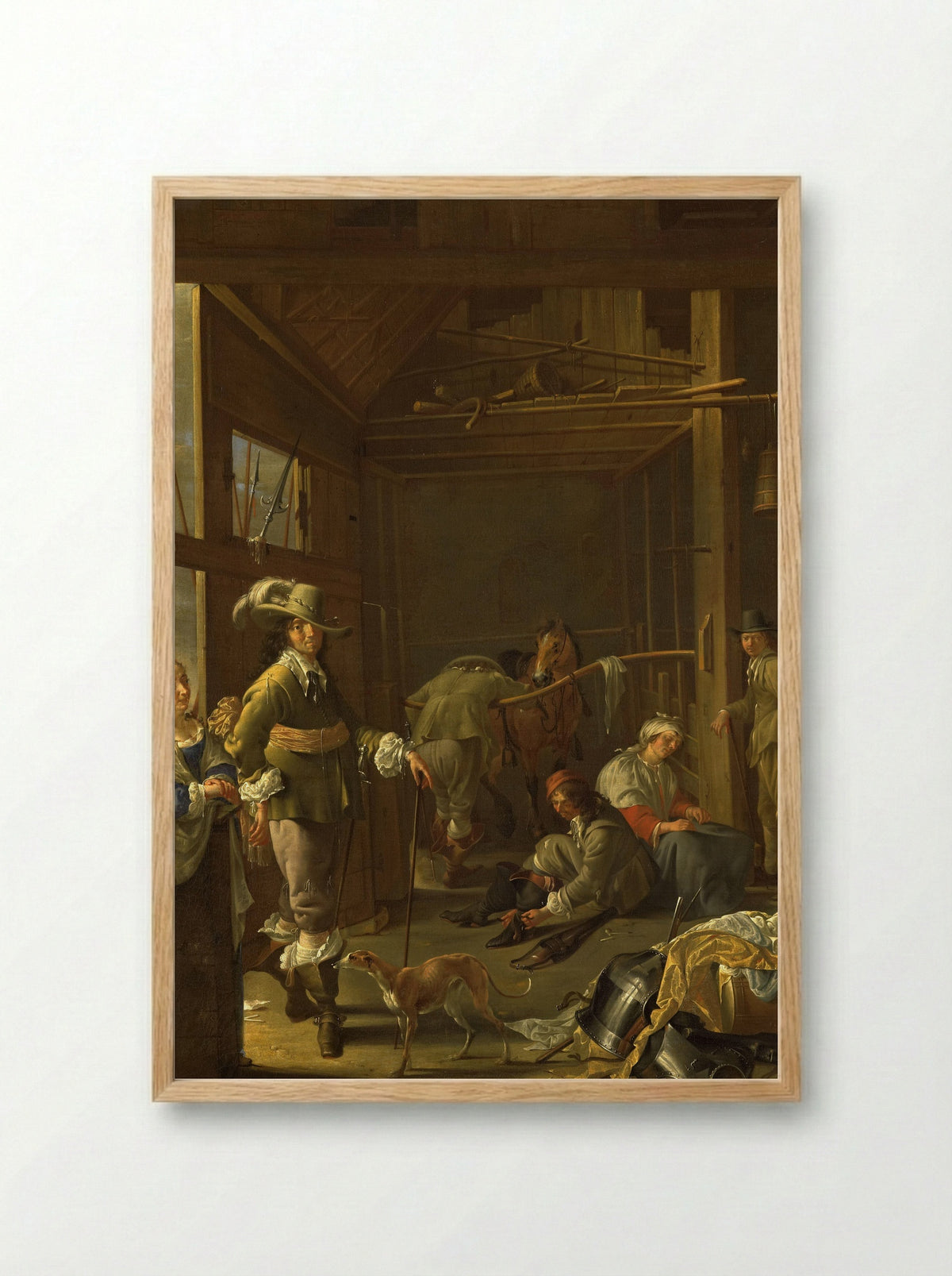 Krijgslieden in een paardestal - Jacob Duck - Framed Print Wood