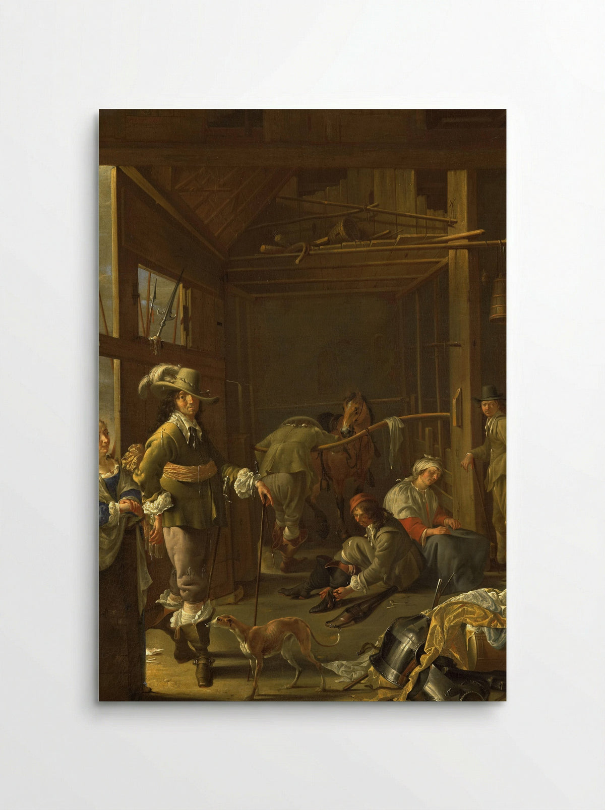 Krijgslieden in een paardestal - Jacob Duck - Poster