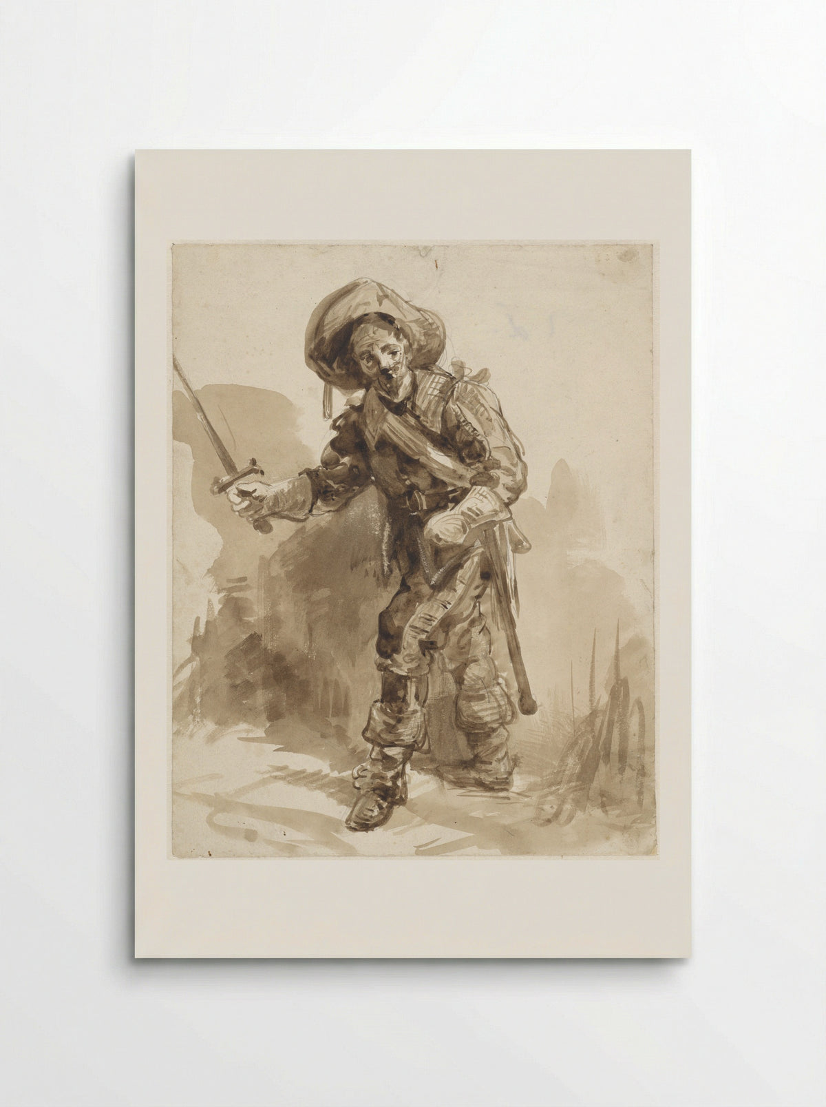 Krijgsman met getrokken zwaard - Jacobus Pelgrom - Poster