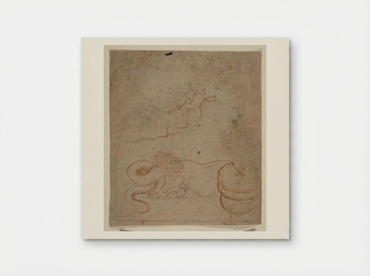 Krishna Subdues the Serpent Kaliya in the Yamuna River - Nainsukh - Poster