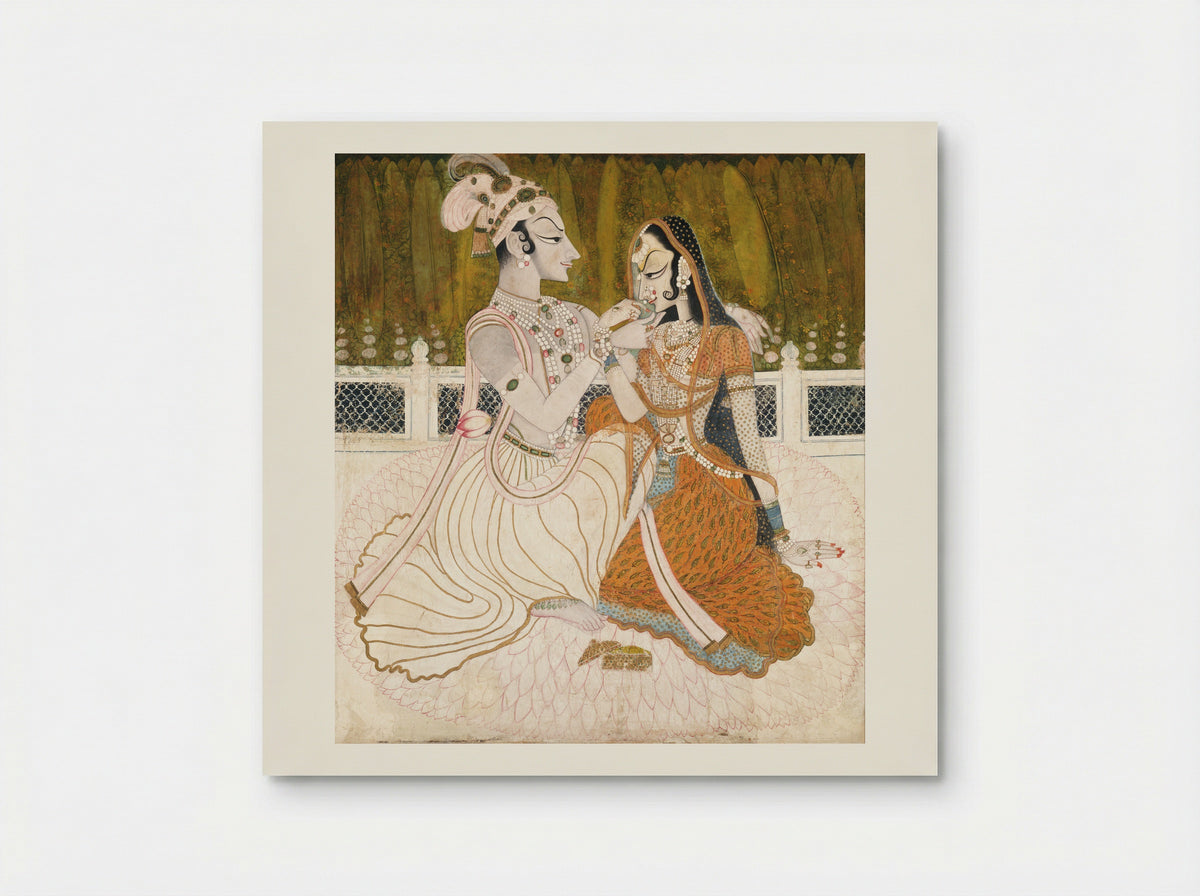 Krishna and Radha in a Pavilion - Unknown Indian Artist - Poster