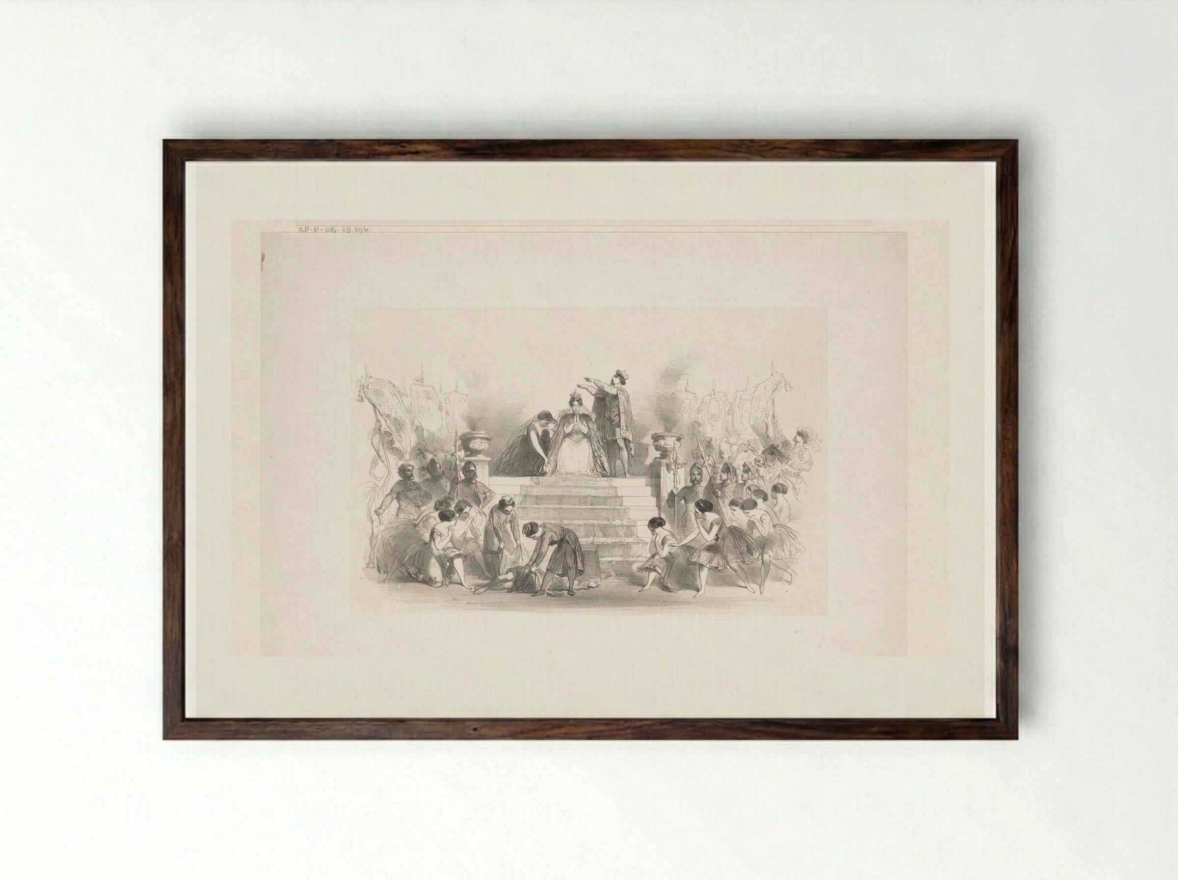 Kroning van Inês de Castro - Charles Rochussen - Framed Print Dark Wood