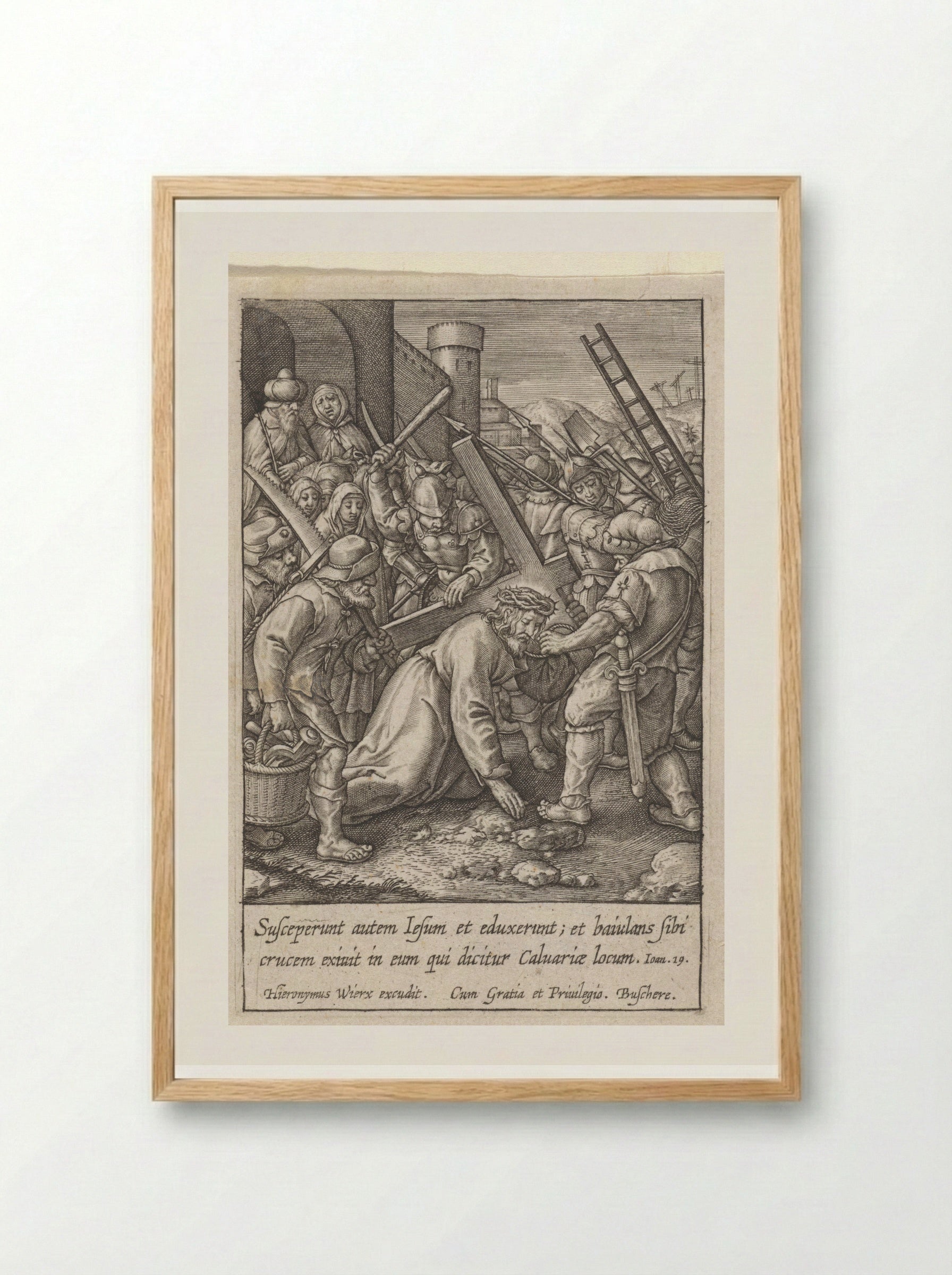 Kruisdraging - Hieronymus Wierix - Framed Print Wood