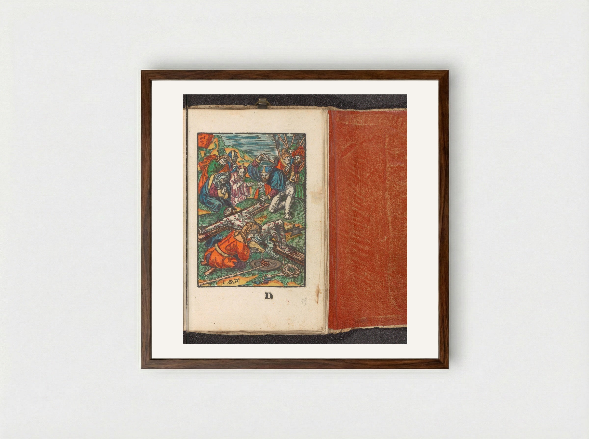 Kruisiging van Christus - Doen Pietersz. - Framed Print Dark Wood