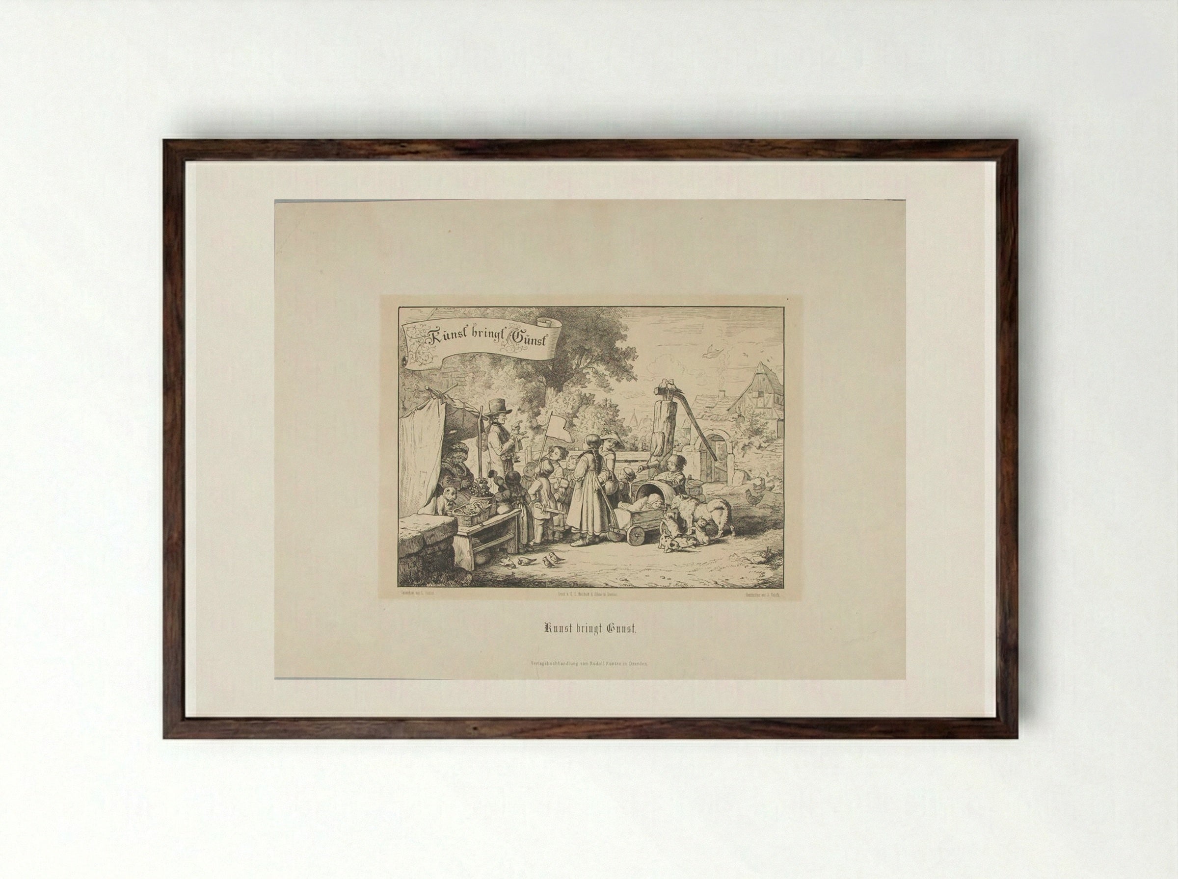 Kunst bringt Gunst - Adrian Ludwig Richter - Framed Print Dark Wood