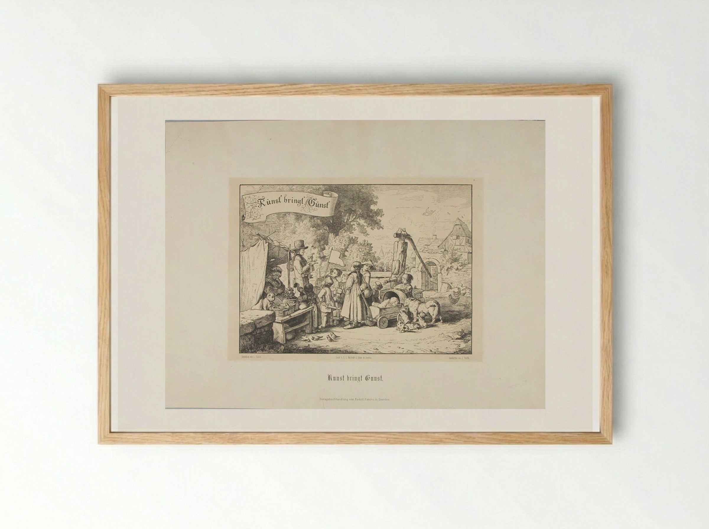 Kunst bringt Gunst - Adrian Ludwig Richter - Framed Print Wood