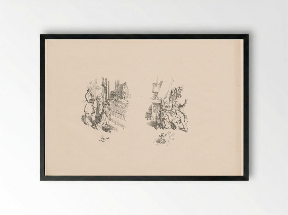 Kunstenaar maakt een vrouw het hof - L. Sachse & Co. - Framed Print Black