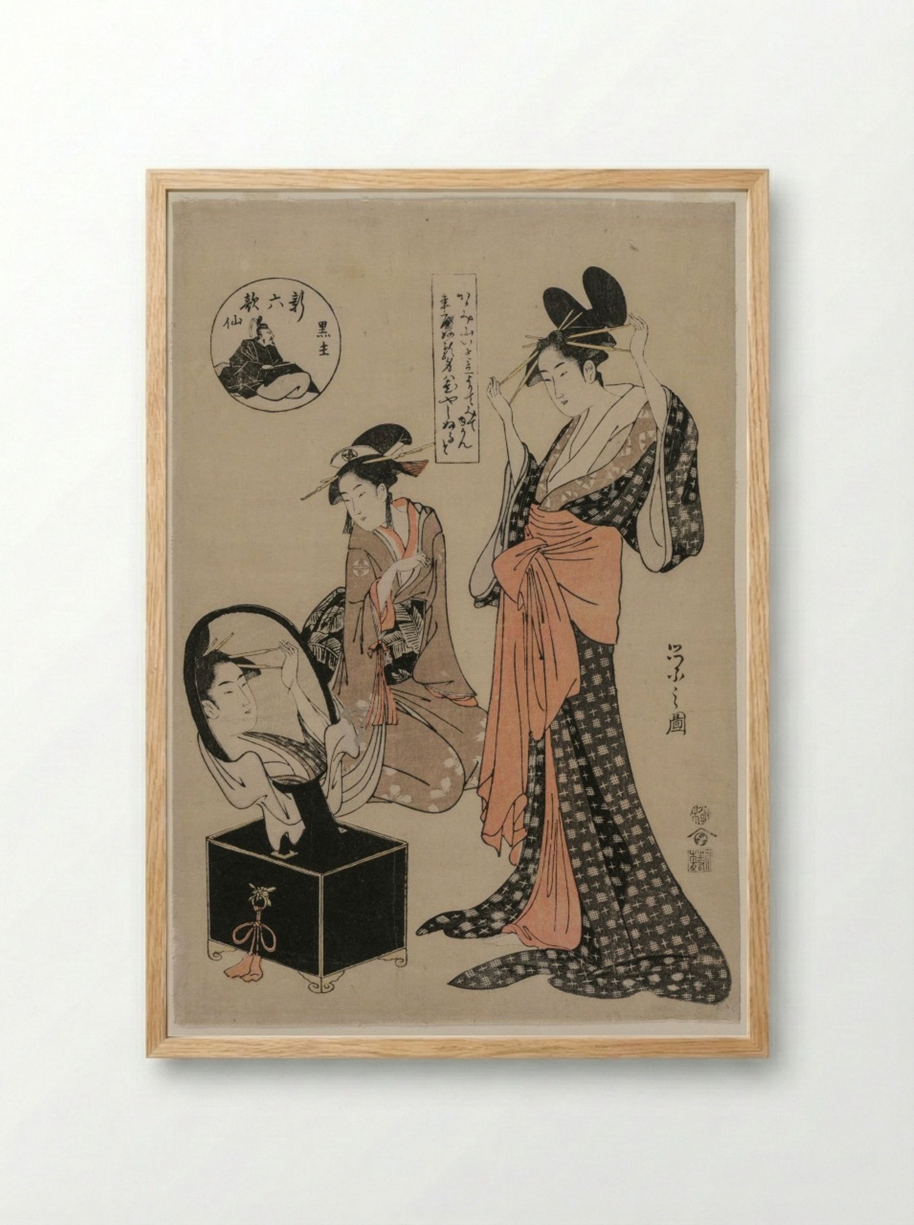 Kuronushi from the series The New Six Immortal Poets - Chōbunsai Eishi - Framed Print Wood