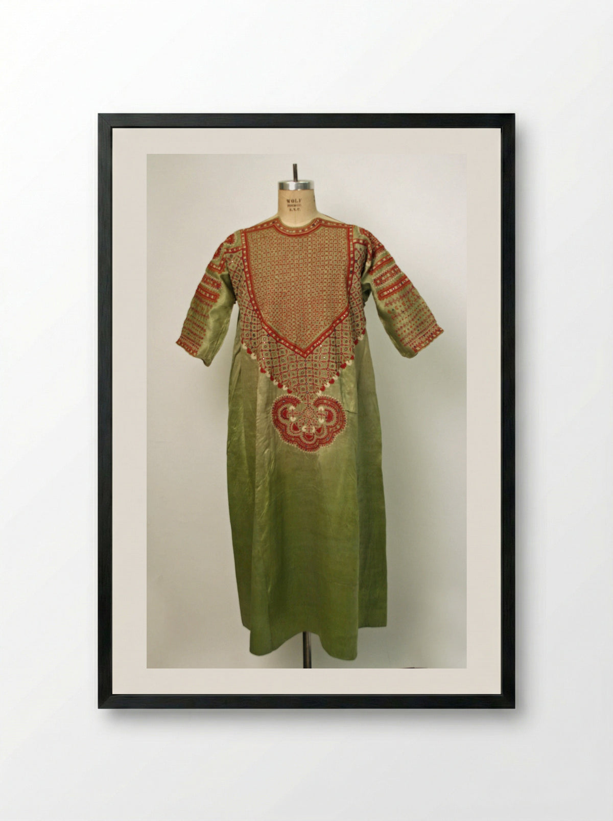 Kurta (Embroidered Silk Tunic) - Fine Art Print - Framed Print Black