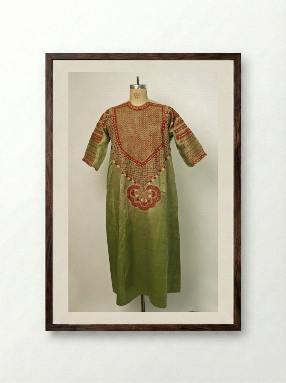 Kurta (Embroidered Silk Tunic) - Fine Art Print - Framed Print Dark Wood