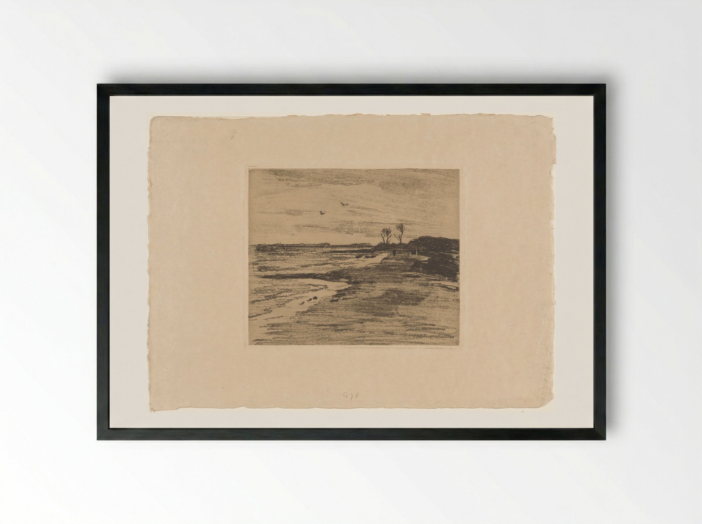 Kustlijn van de Zuiderzee in Valkeveen - Willem Witsen - Framed Print Black