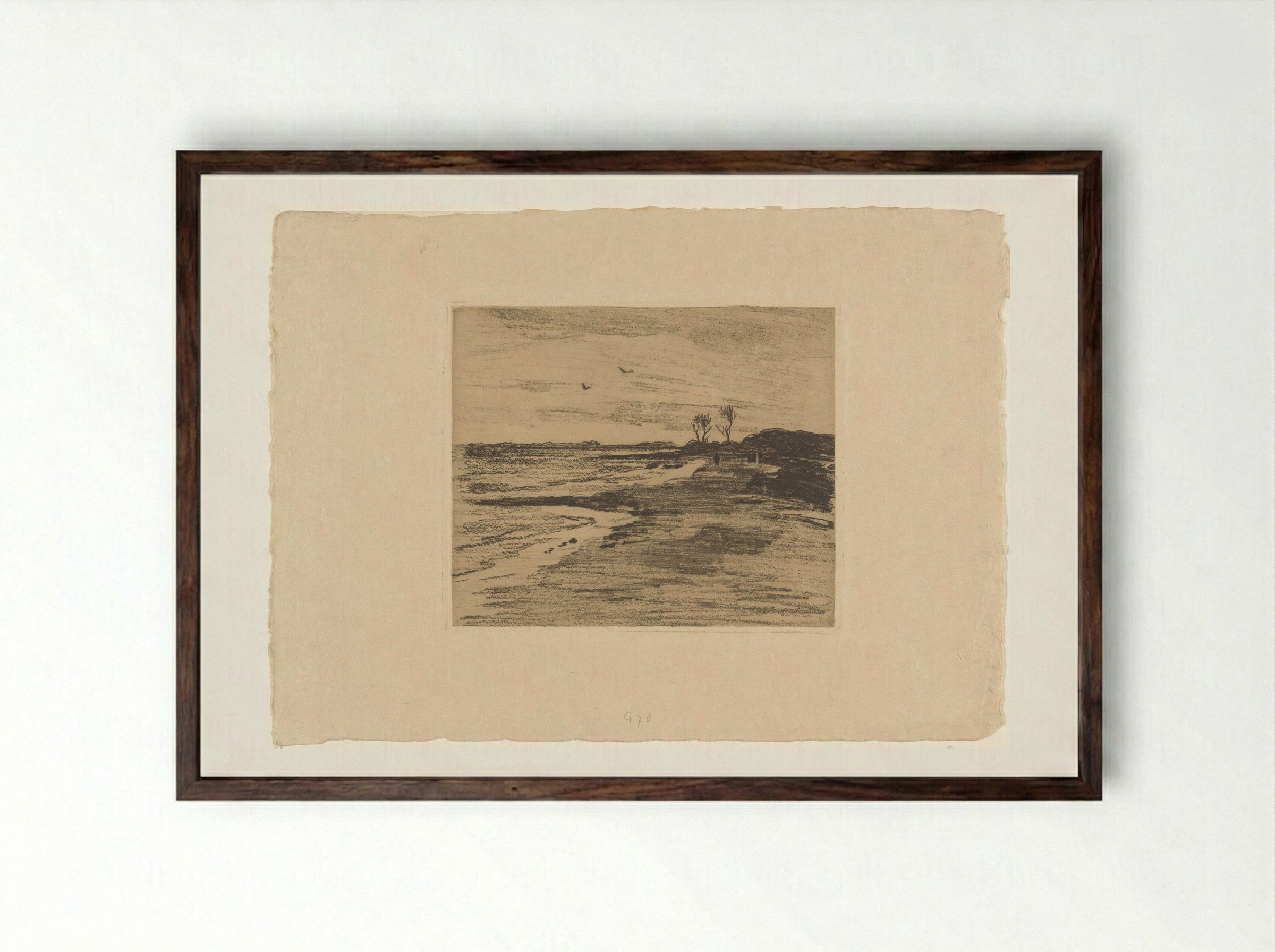 Kustlijn van de Zuiderzee in Valkeveen - Willem Witsen - Framed Print Dark Wood