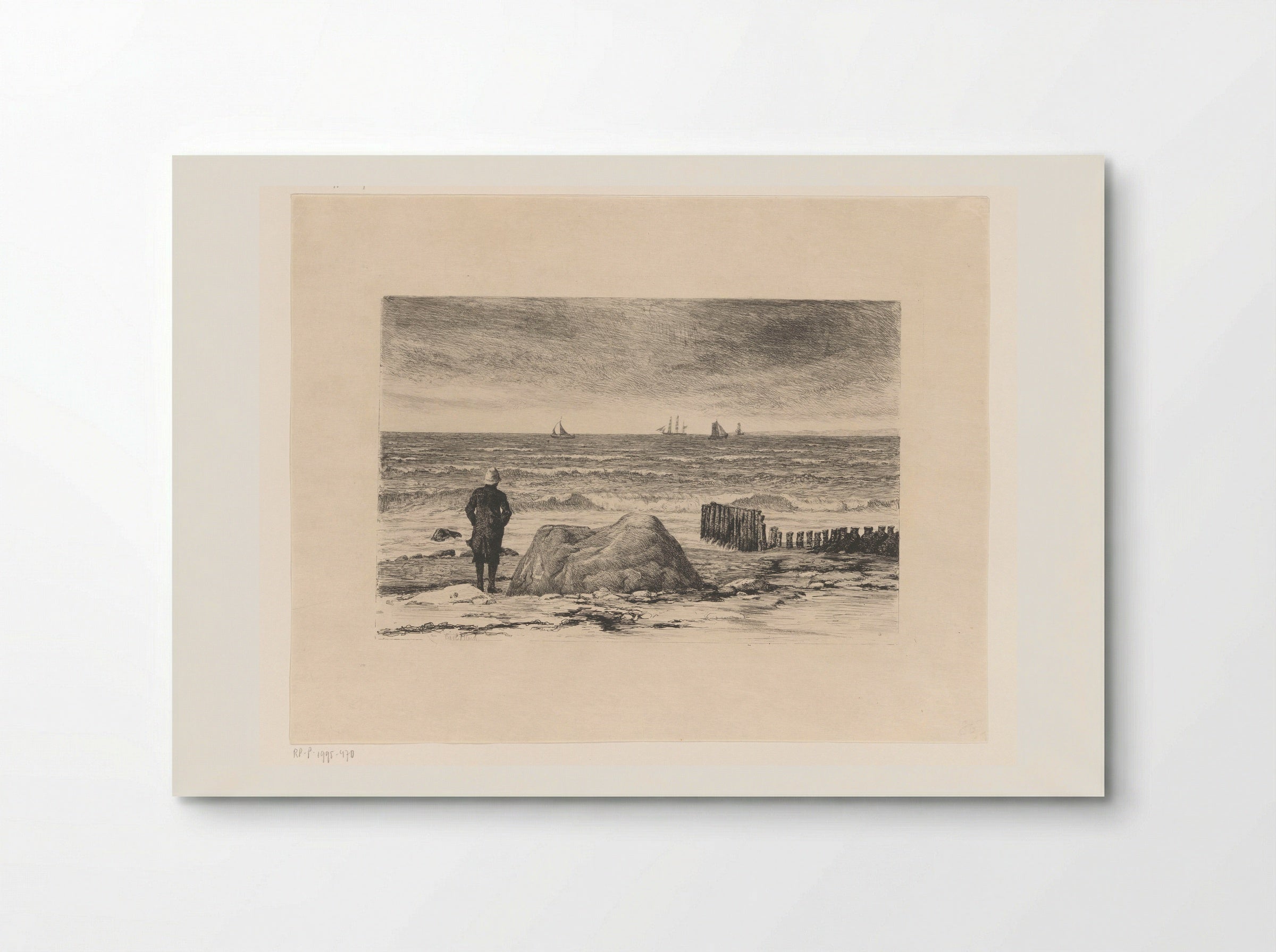 Kustwachter, uitkijkend over woelig water - Carl Bloch - Poster