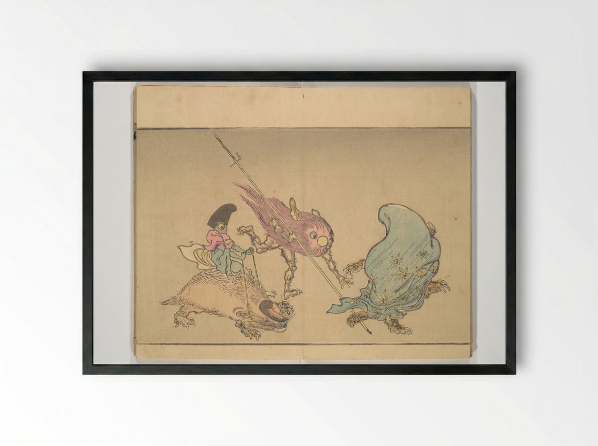 Kyōsai’s Pictures of One Hundred Demons - Kawanabe Kyōsai - Framed Print Black