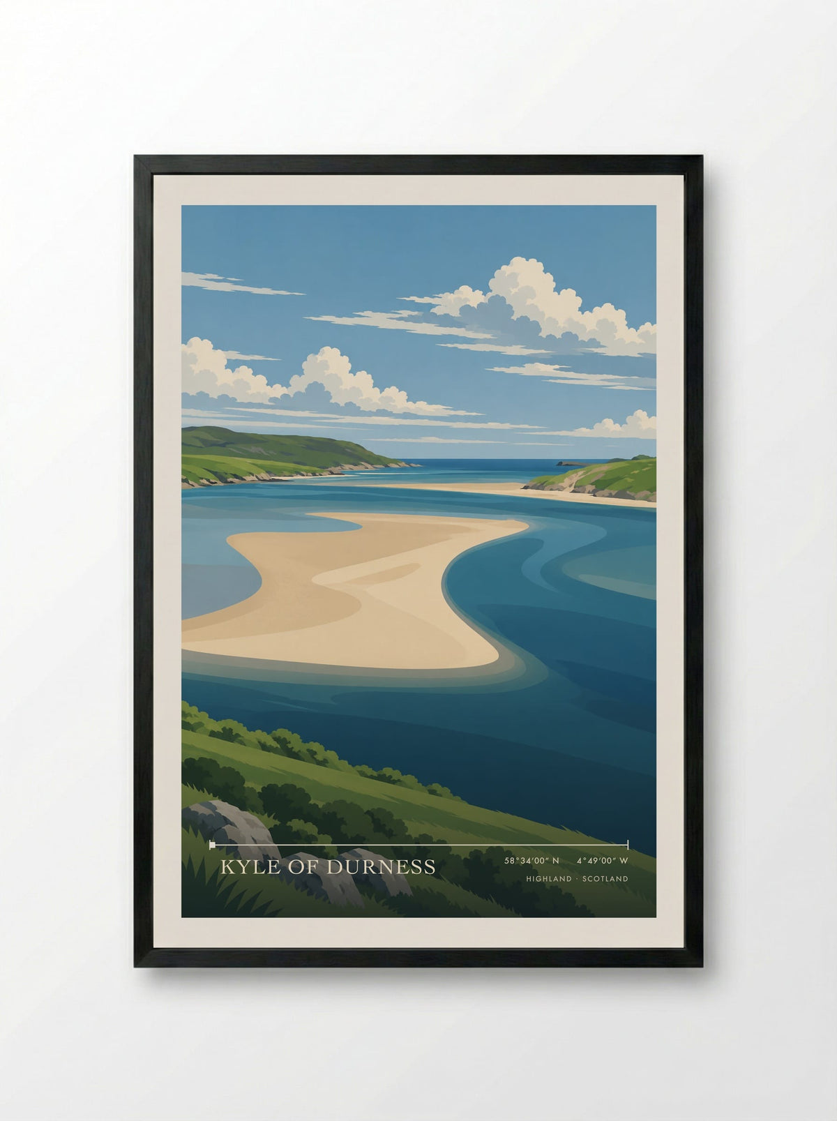 Kyle of Durness, Highland | Travel Poster - Framed Print Black