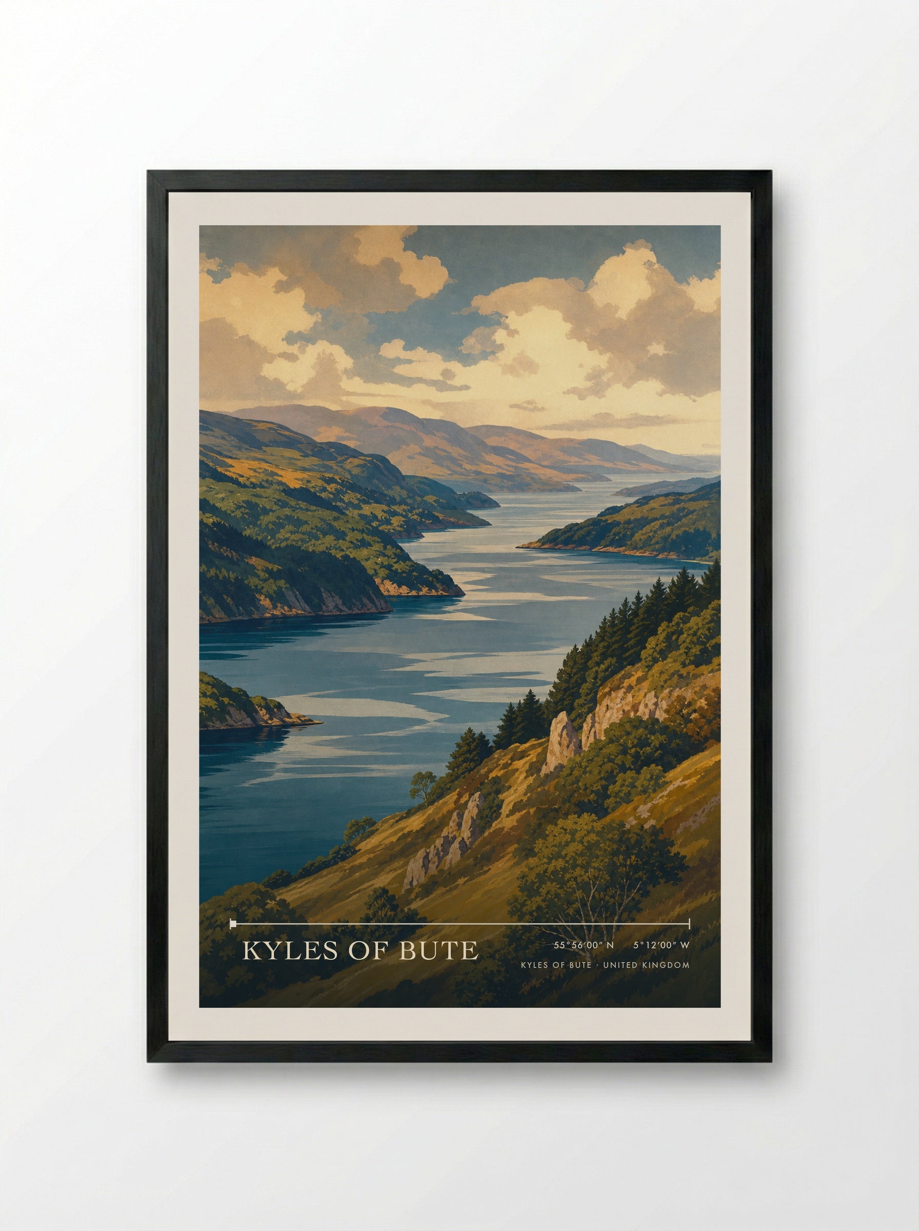 Kyles of Bute United Kingdom Travel Poster - Framed Print Black