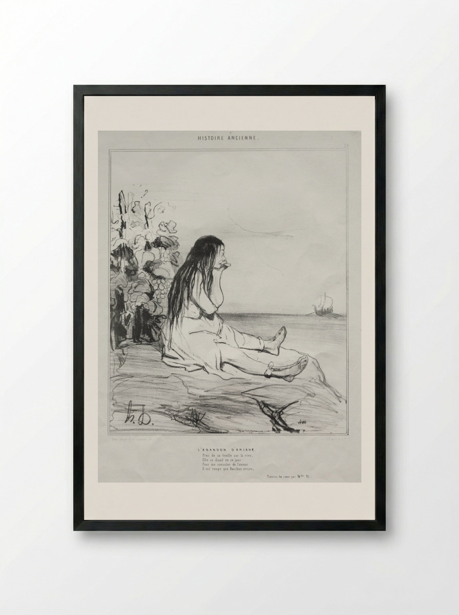 L'Abandon d'Ariane - Honoré Daumier - Framed Print Black