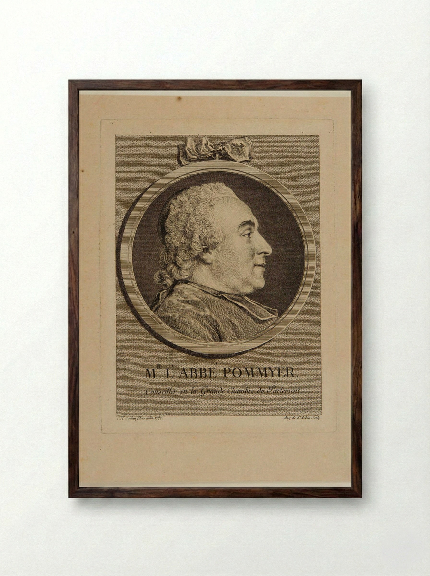 L'Abbé Pommyer - Augustin de Saint-Aubin - Framed Print Dark Wood