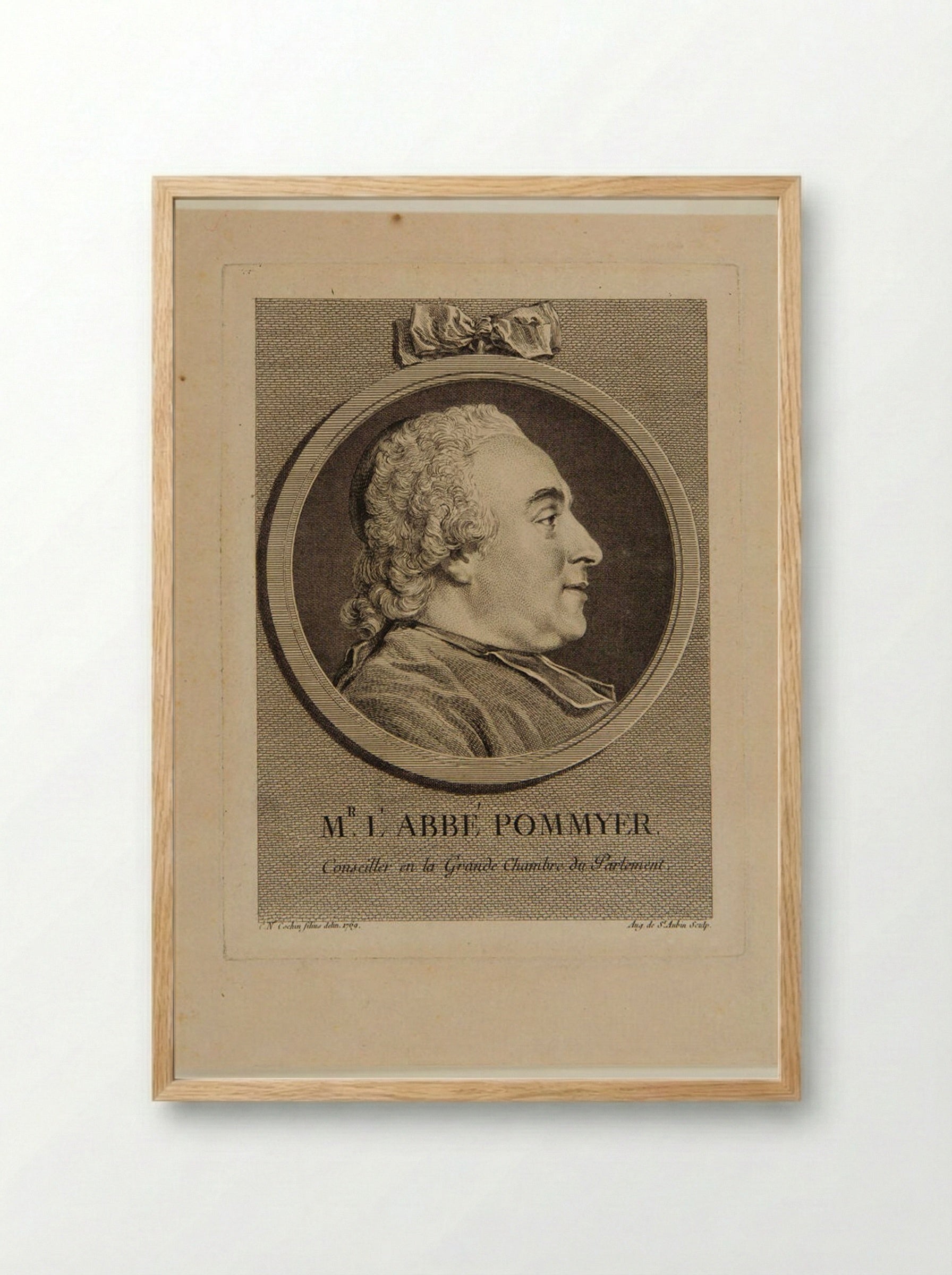 L'Abbé Pommyer - Augustin de Saint-Aubin - Framed Print Wood