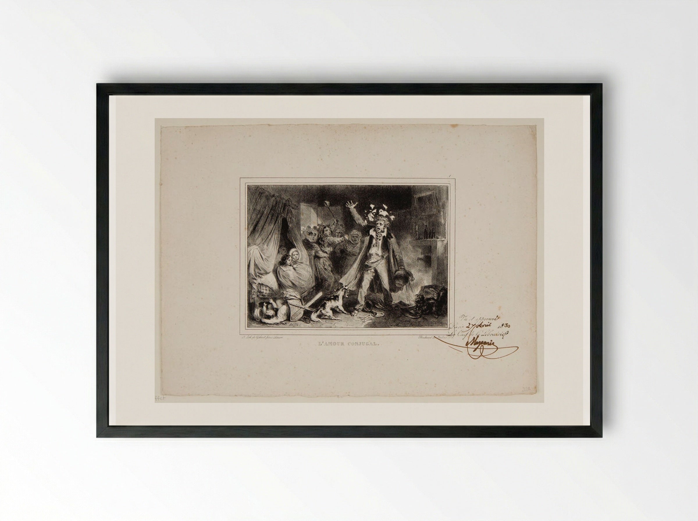 L'Amour Conjugal - Denis-Auguste-Marie Raffet - Framed Print Black