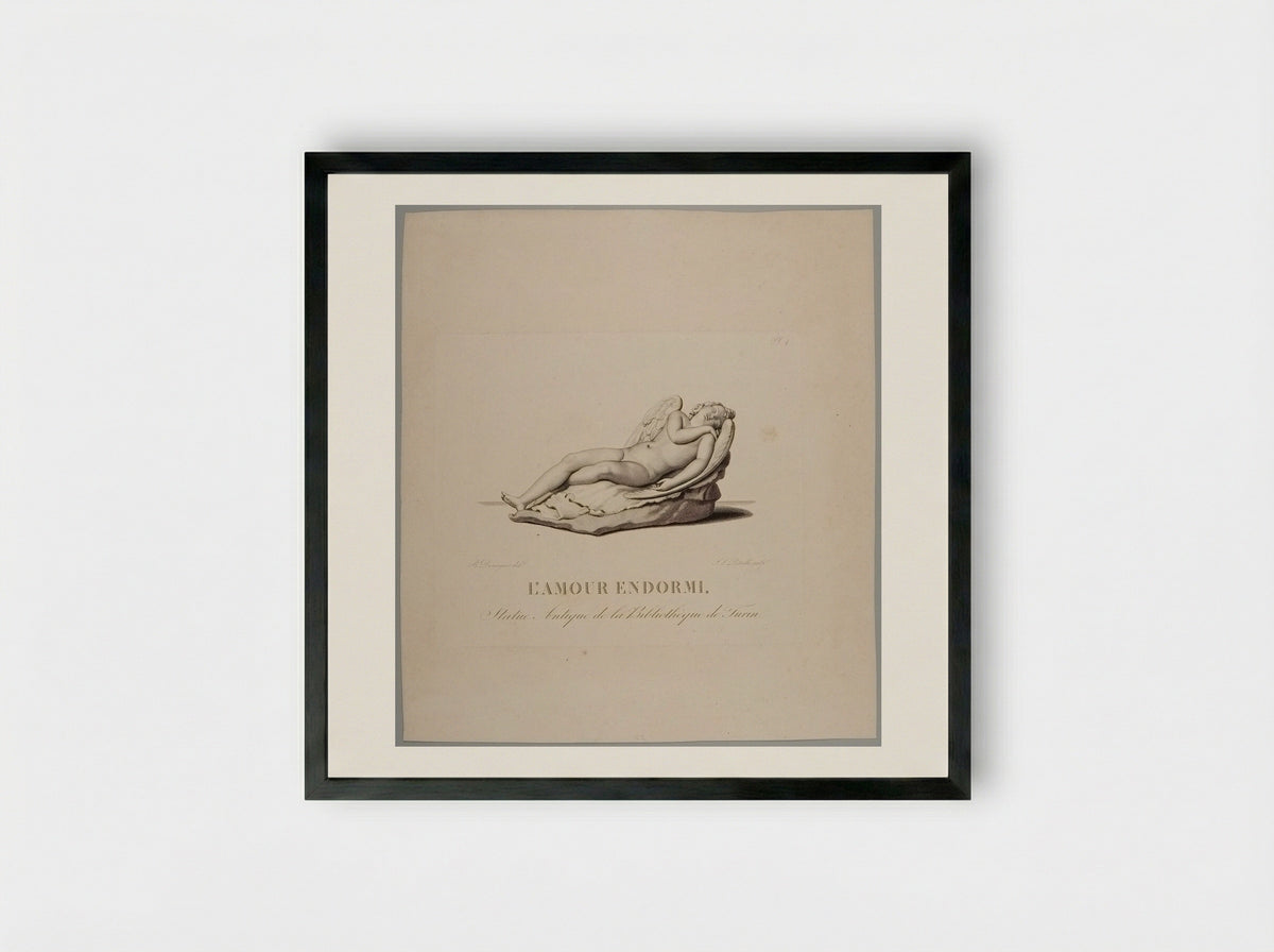 L'Amour Endormi - Jean Louis Potrelle - Framed Print Black
