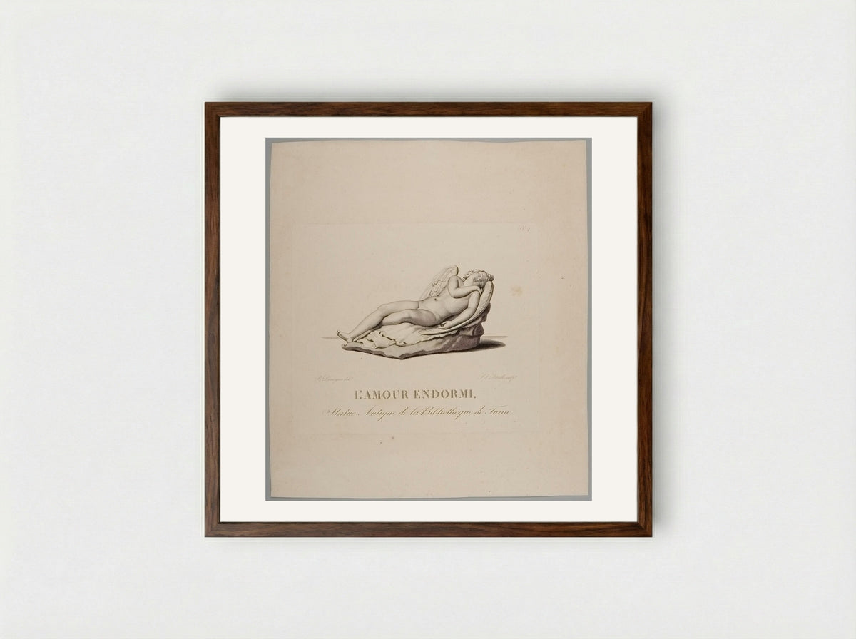 L'Amour Endormi - Jean Louis Potrelle - Framed Print Dark Wood