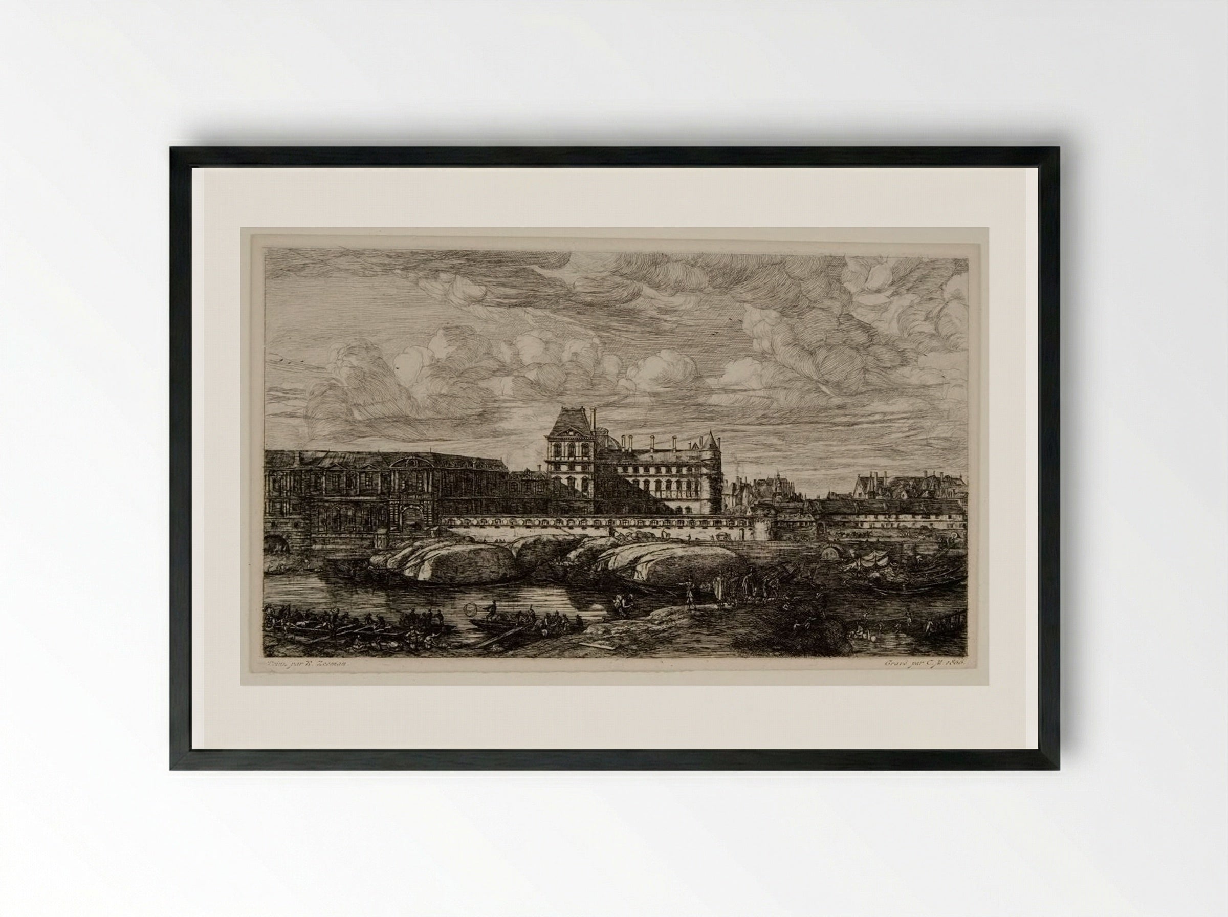 L'Ancien Louvre - Charles Meryon - Framed Print Black