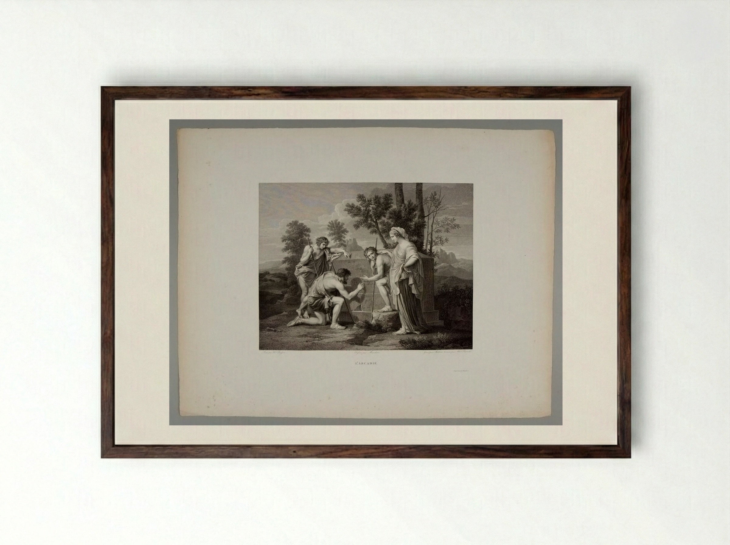 L'Arcadie - Albrecht Christoph Reindel - Framed Print Dark Wood