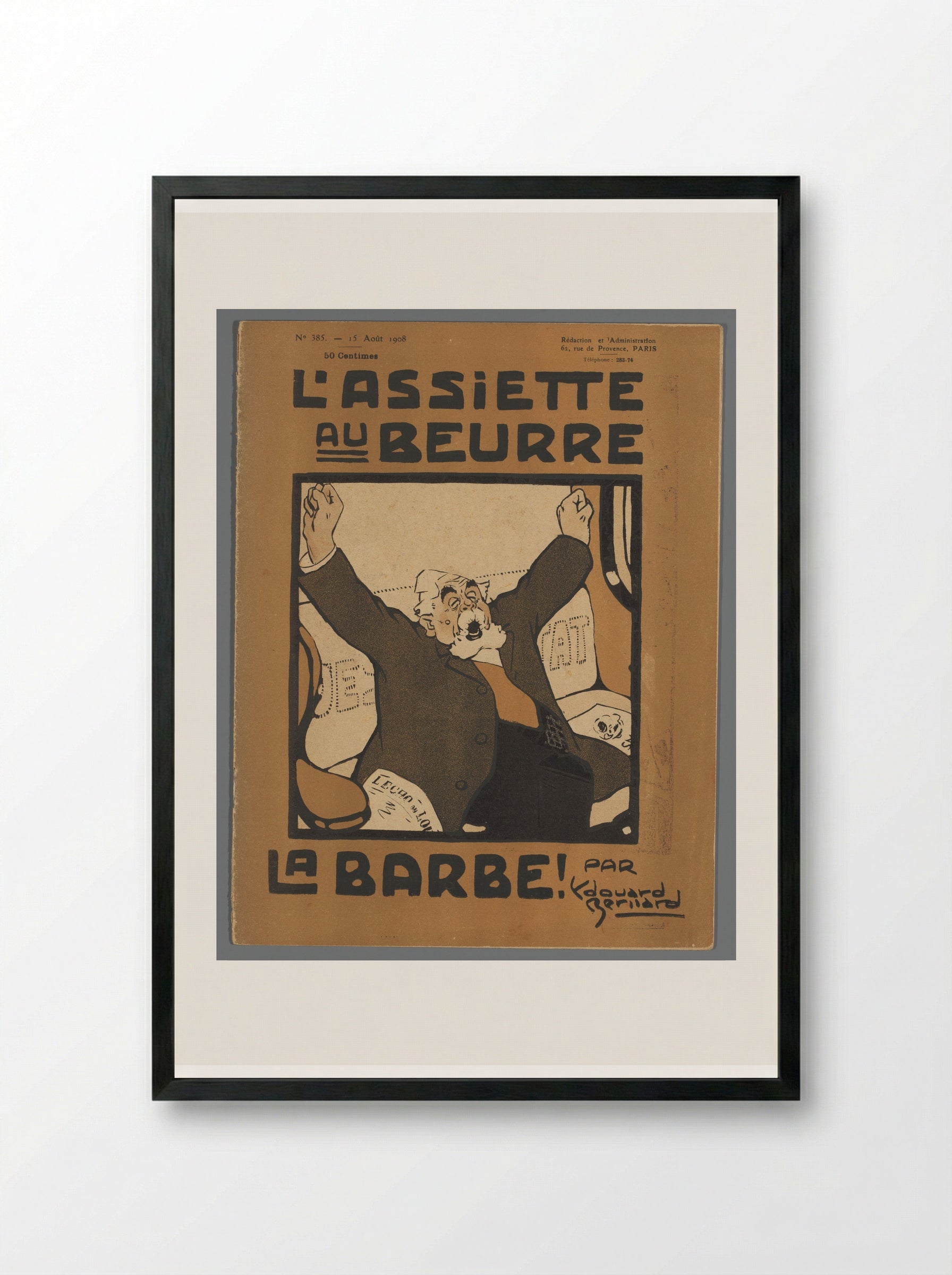 L'Assiette au Beurre, No. 385: La Barbe! - Édouard Berliard - Framed Print Black