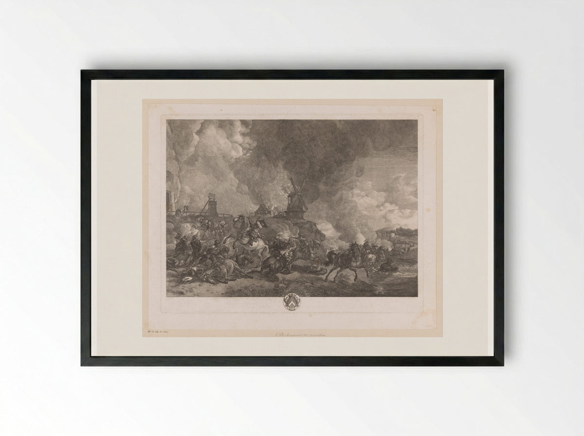 L'Embrasement des moulins - Jean Moyreau - Framed Print Black
