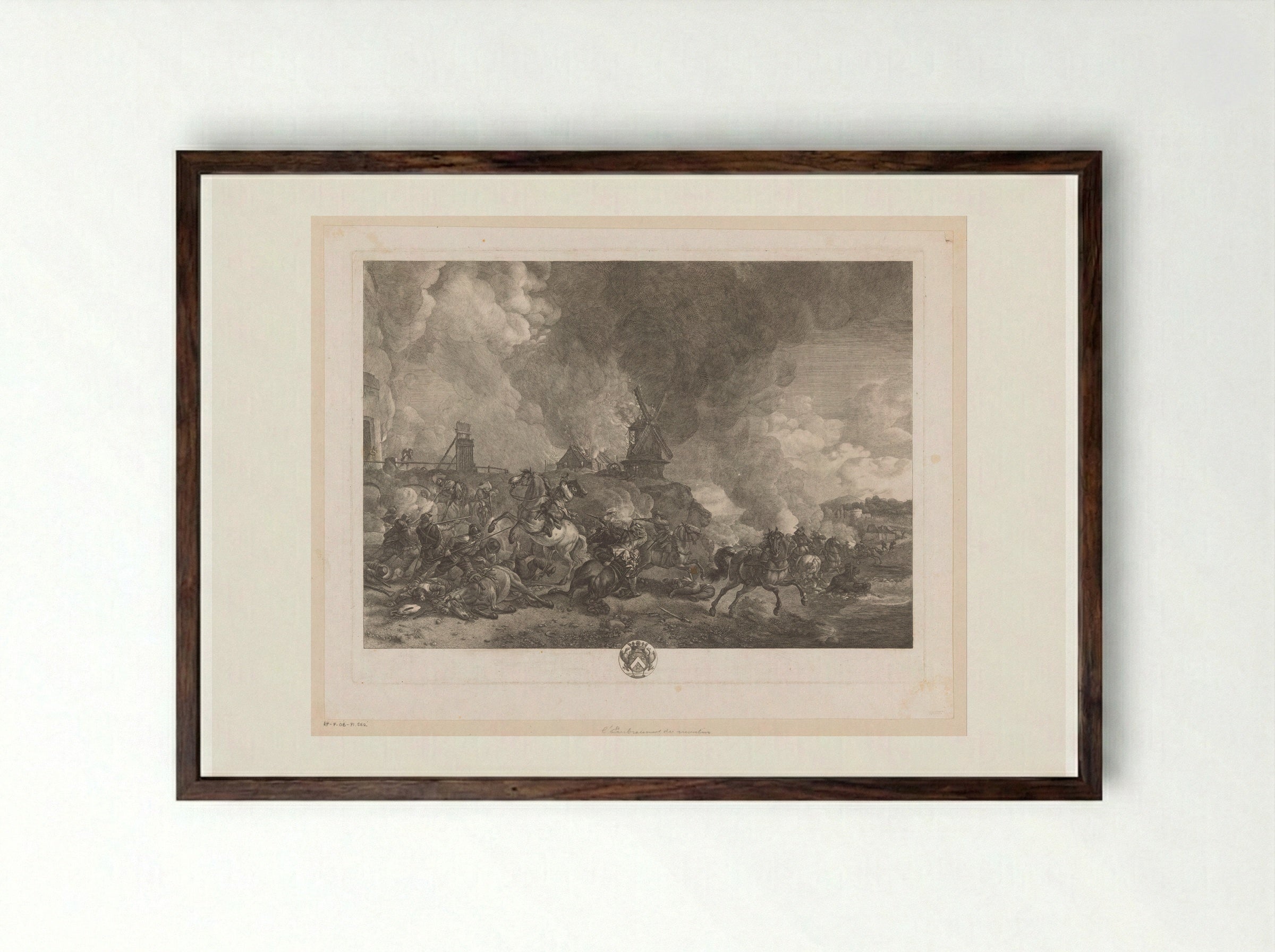 L'Embrasement des moulins - Jean Moyreau - Framed Print Dark Wood