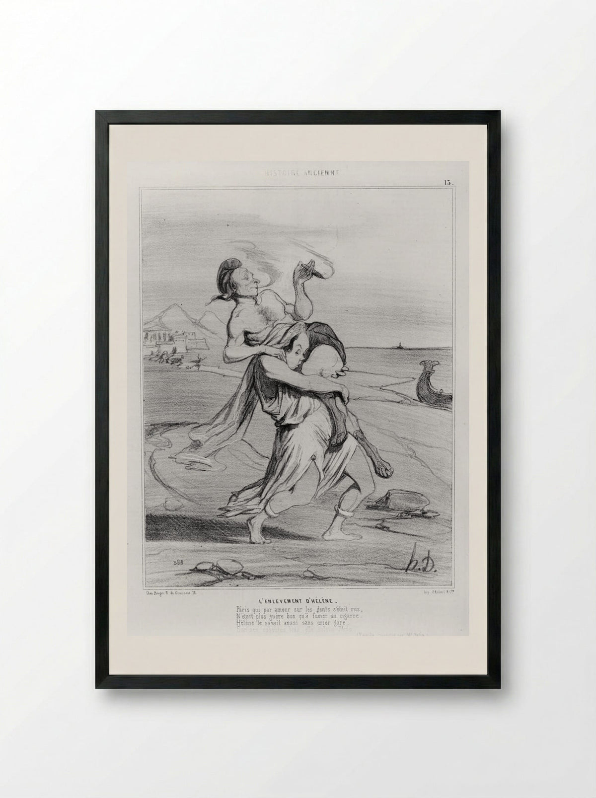 L'Enlèvement d'Hélène - Honoré-Victorin Daumier - Framed Print Black