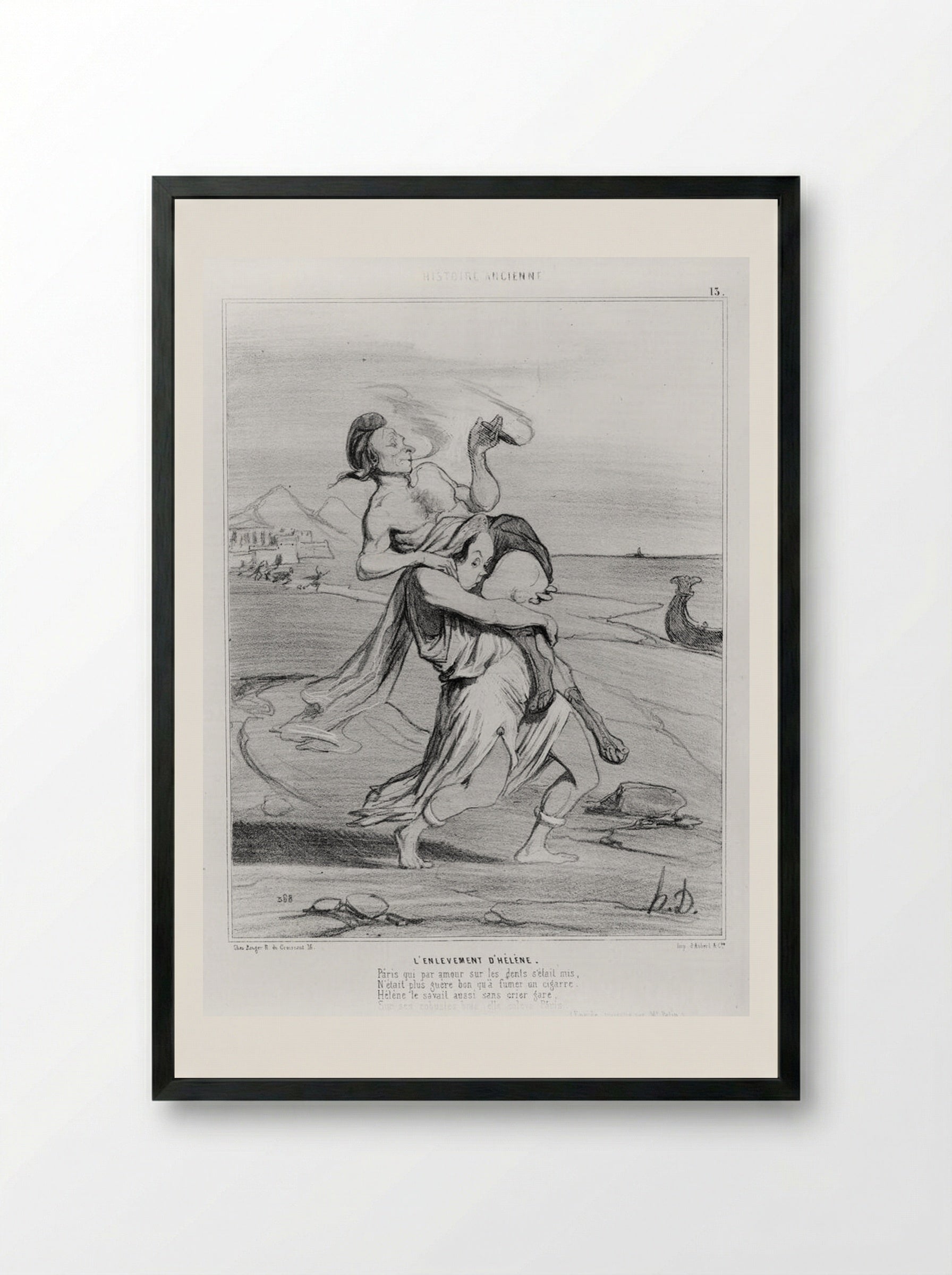 L'Enlèvement d'Hélène - Honoré-Victorin Daumier - Framed Print Black