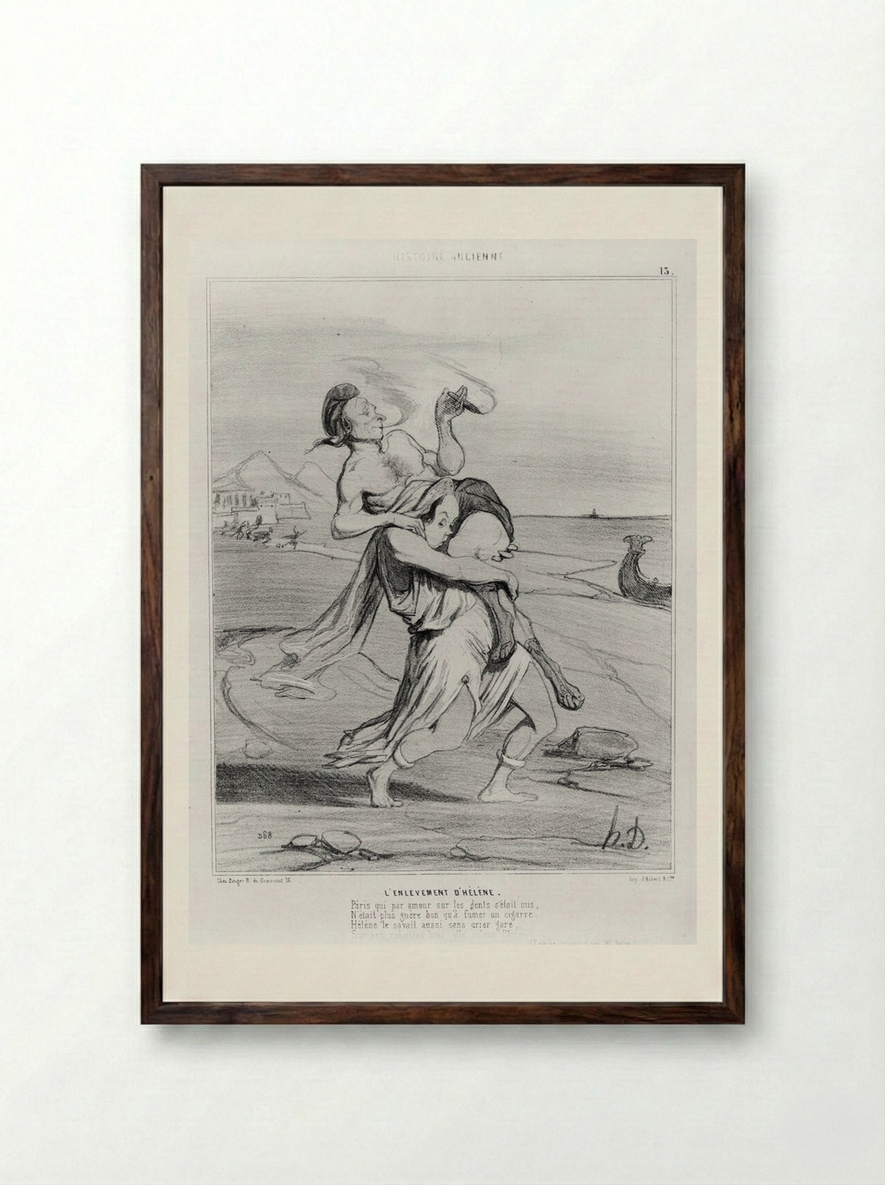 L'Enlèvement d'Hélène - Honoré-Victorin Daumier - Framed Print Dark Wood