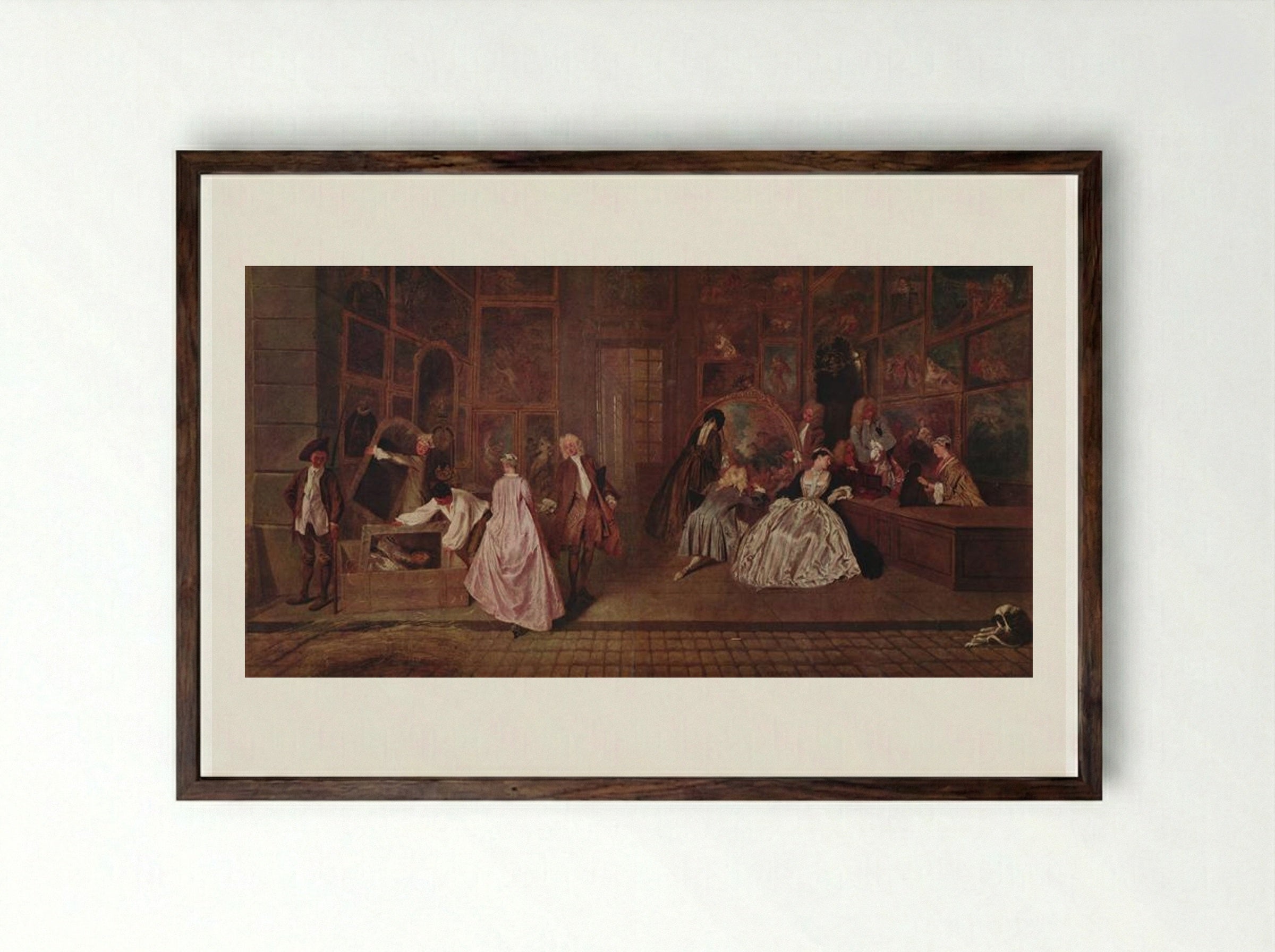 L'Enseigne de Gersaint - Antoine Watteau - Framed Print Dark Wood